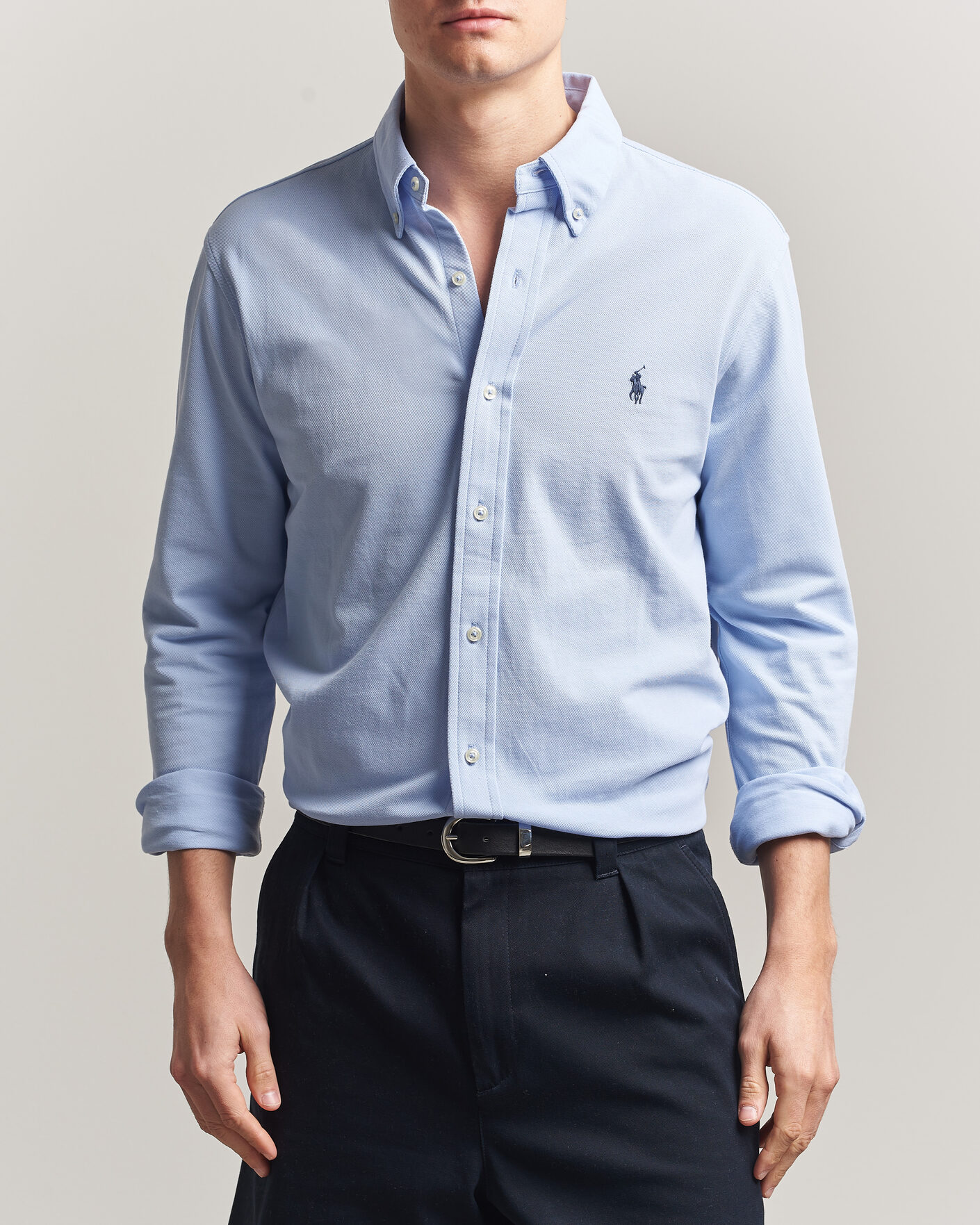 Giorgio Armani Jersey Stretch Shirt Light Blue Stripe at