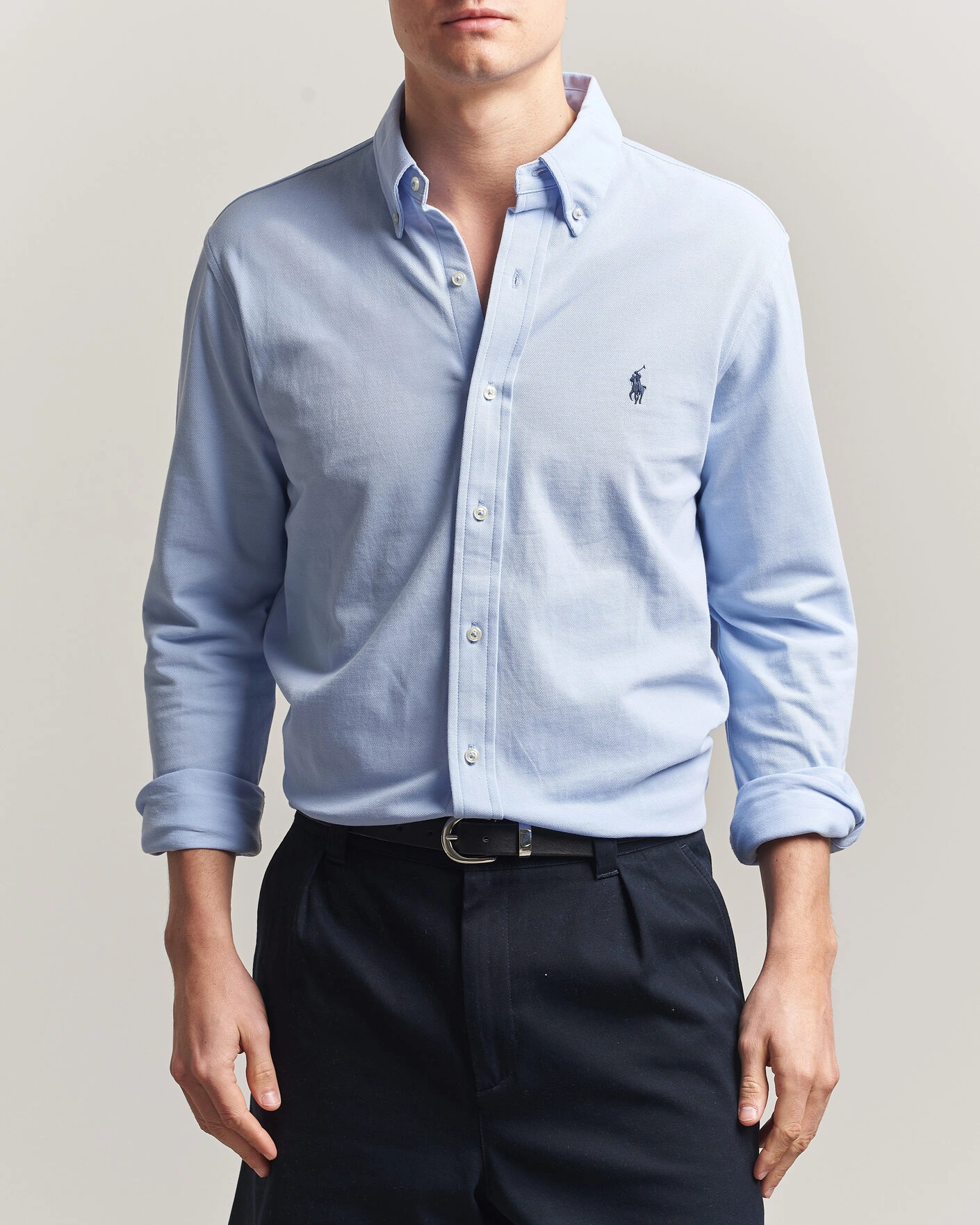 Men | Shirts | Polo Ralph Lauren | Featherweight Mesh Shirt Pebble Blue