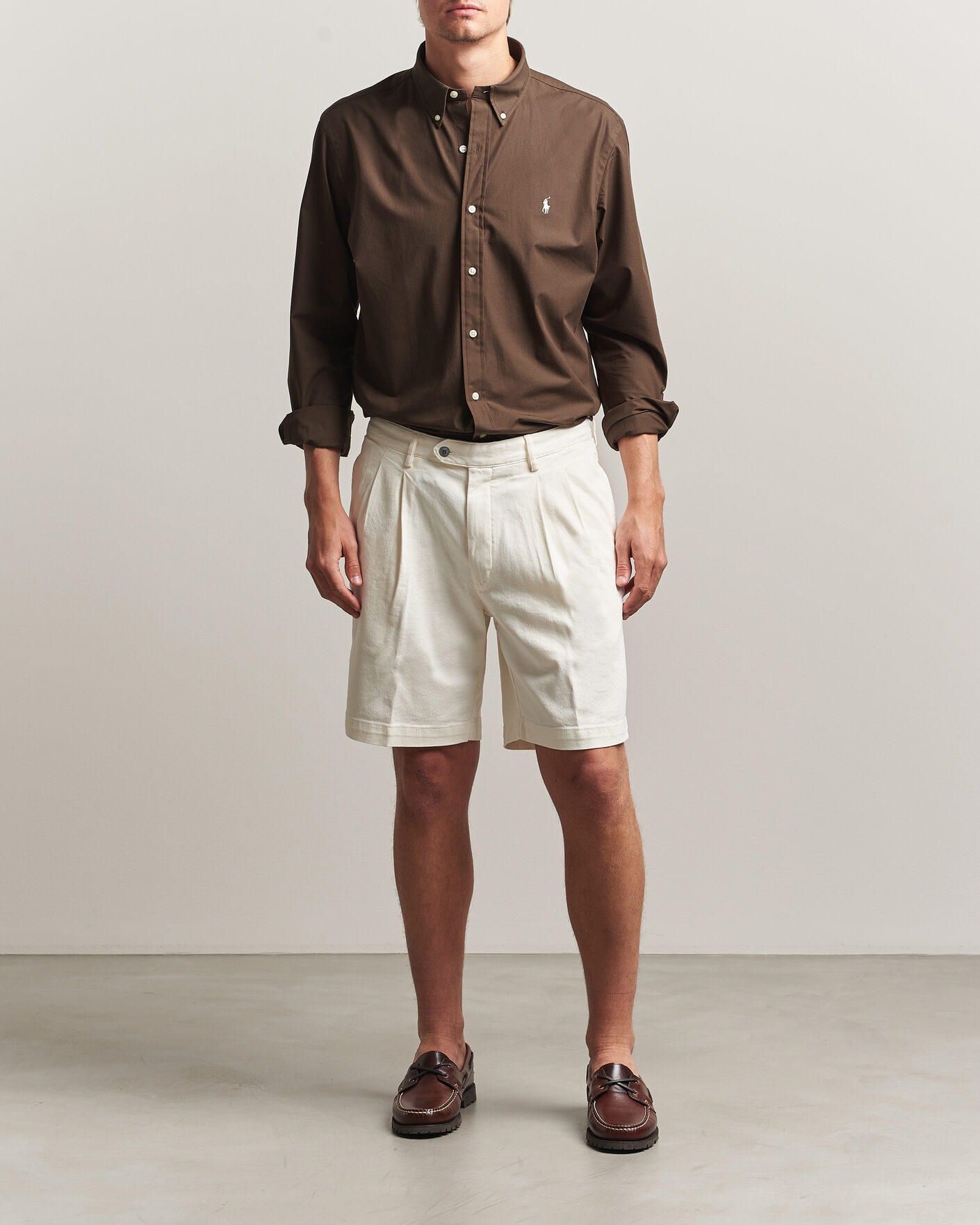 Men | Shirts | Polo Ralph Lauren | Custom Fit Poplin Shirt Nutmeg Brown