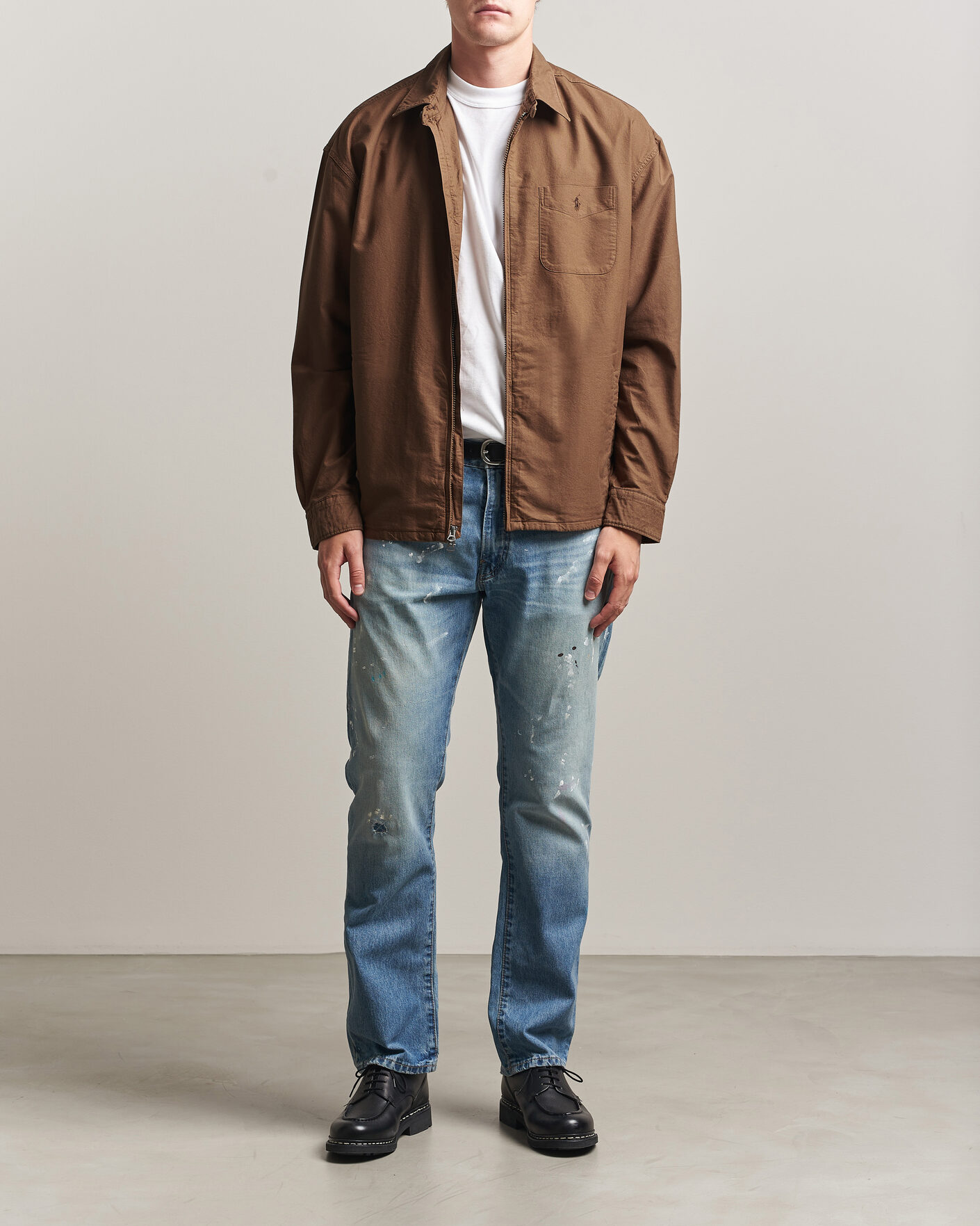 a*o様 ブラウン オフショルダー シャツ Polo Ralph Lauren Osaca Oxford Zip Overshirt Chestnut at