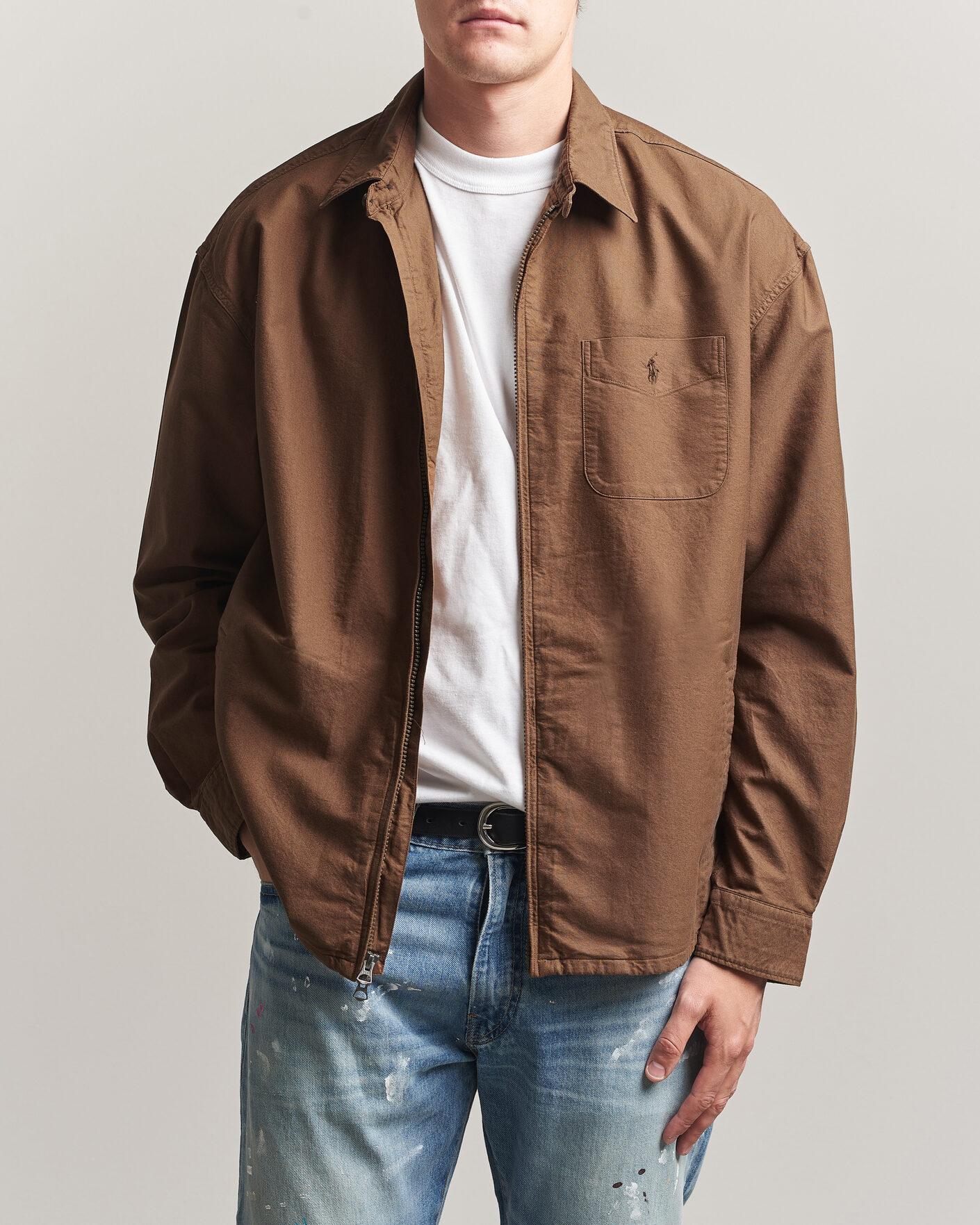 Men | Shirts | Polo Ralph Lauren | Osaca Oxford Zip Overshirt Chestnut