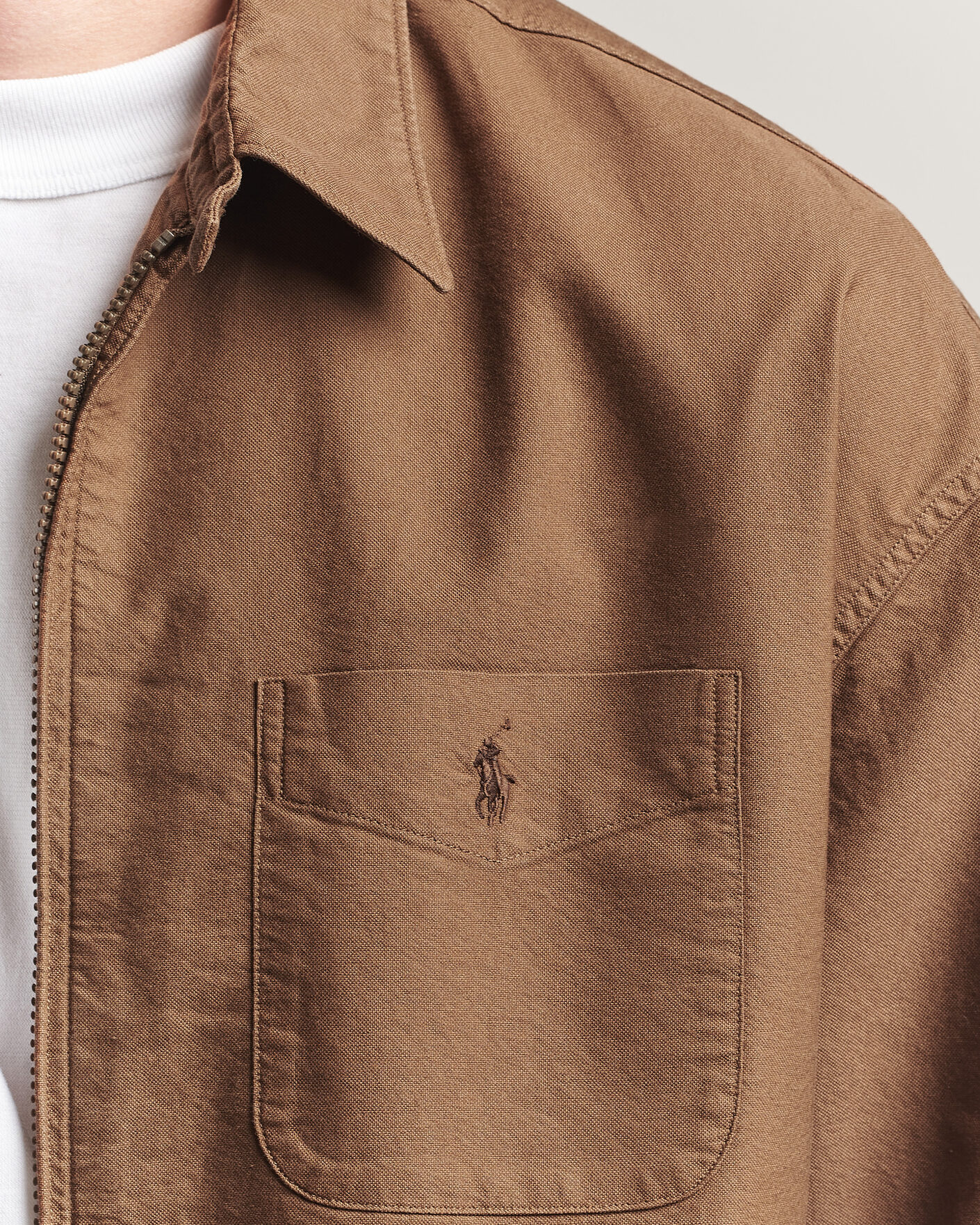Polo Ralph Lauren Osaca Oxford Zip Overshirt Chestnut at