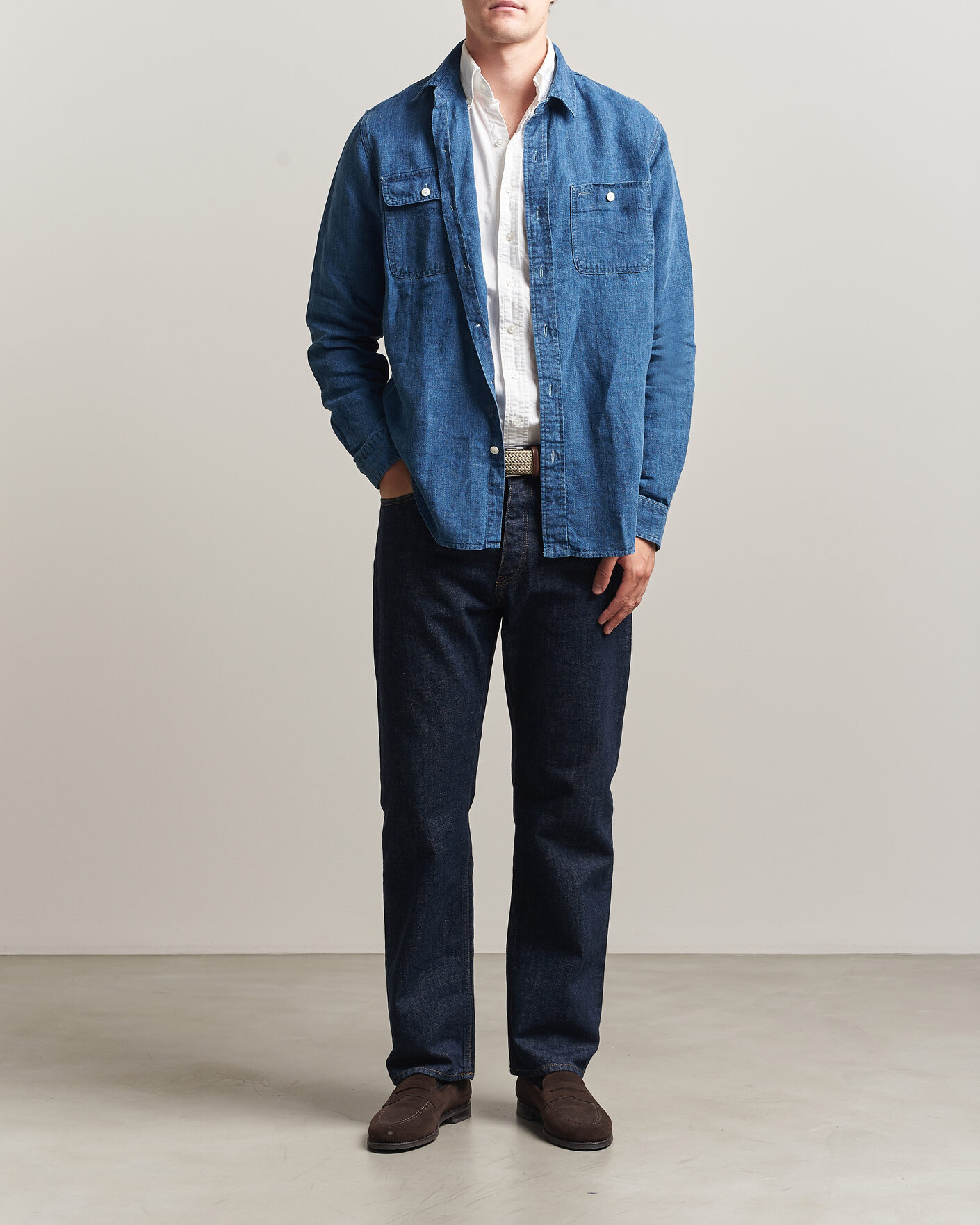 Men | Shirts | Polo Ralph Lauren | Indigo/Linen Western Shirt Medium Wash