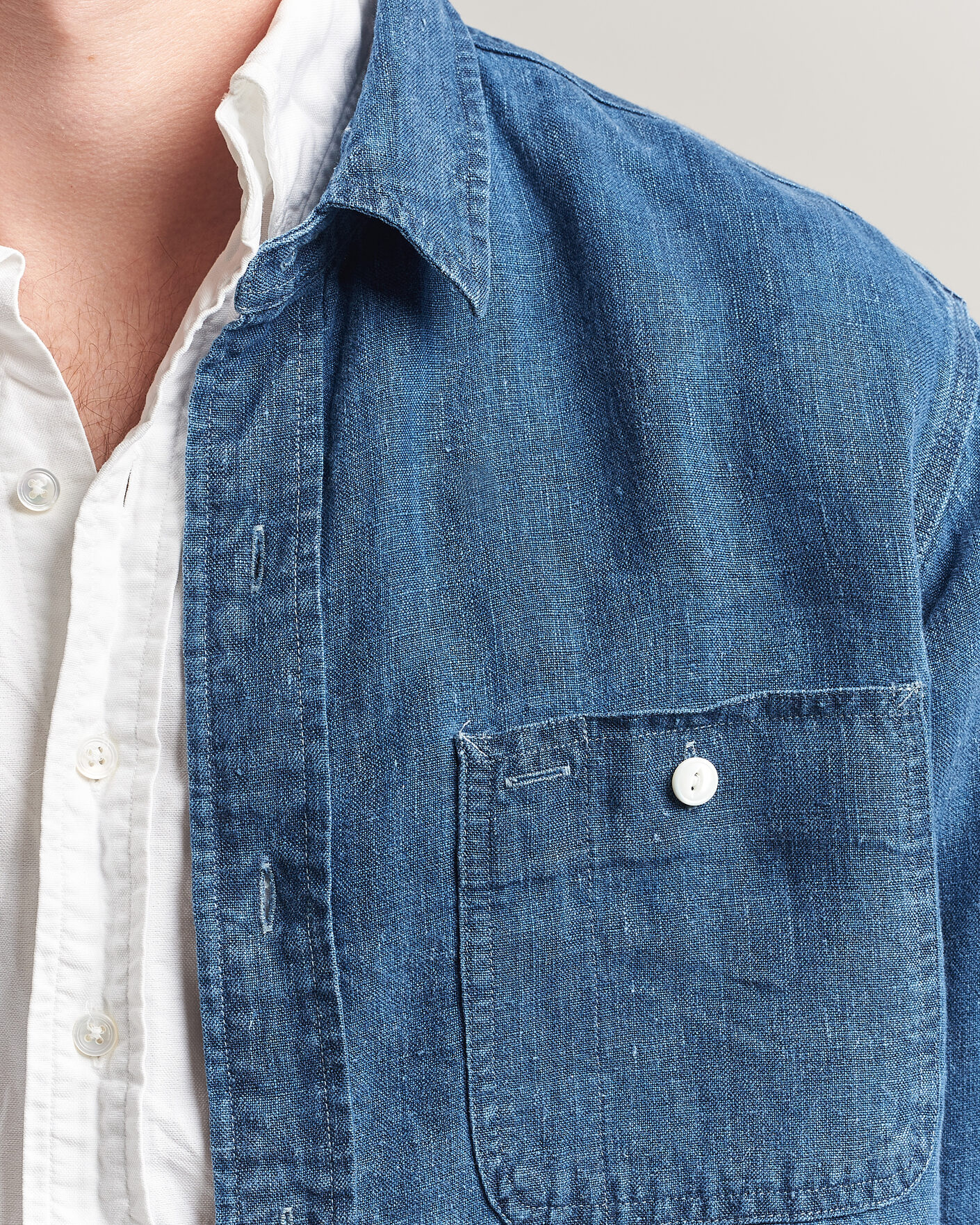 Men | Shirts | Polo Ralph Lauren | Indigo/Linen Western Shirt Medium Wash
