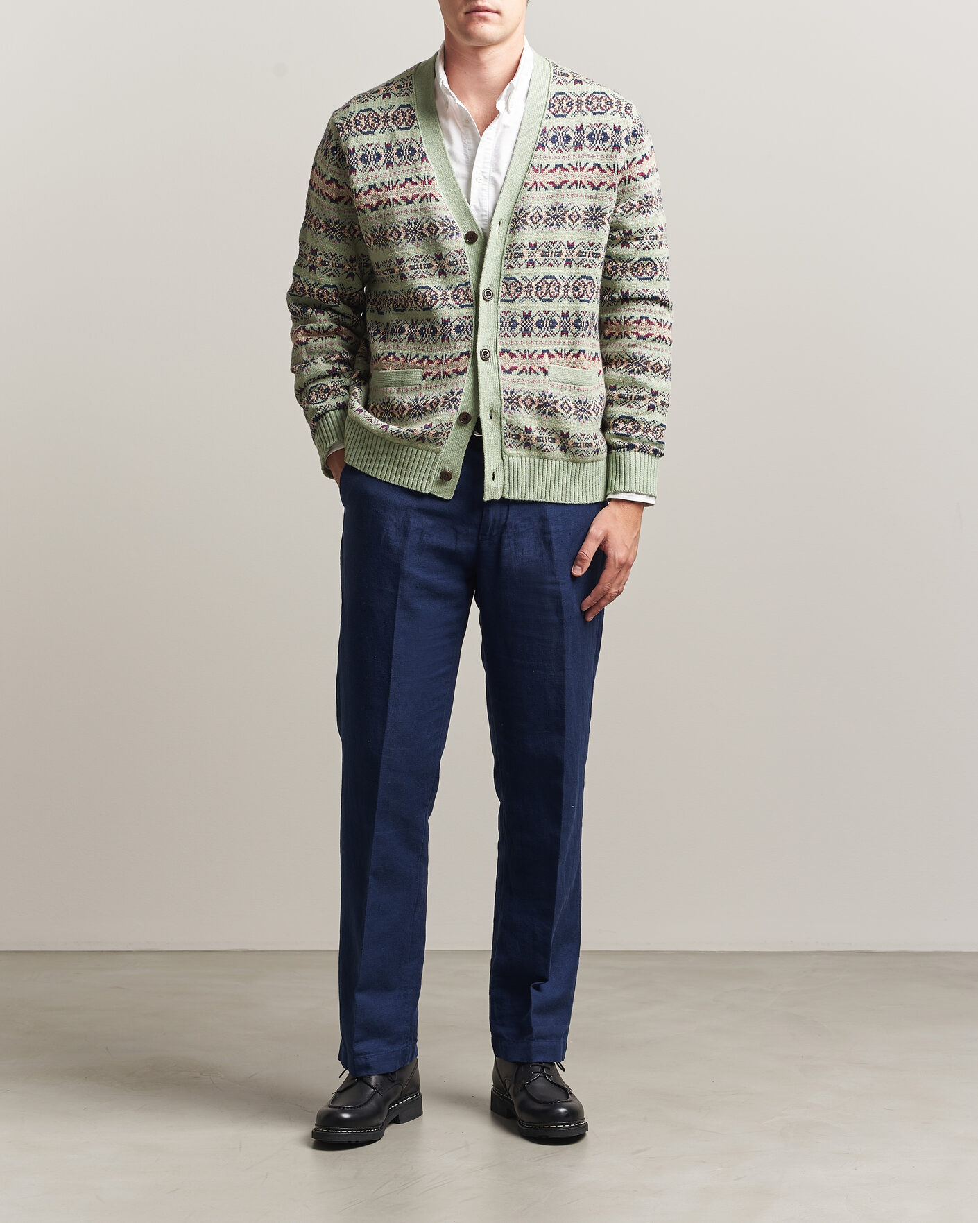 Men | Trousers | Polo Ralph Lauren | Cotton/Linen Houndstooth Pants Newport Navy