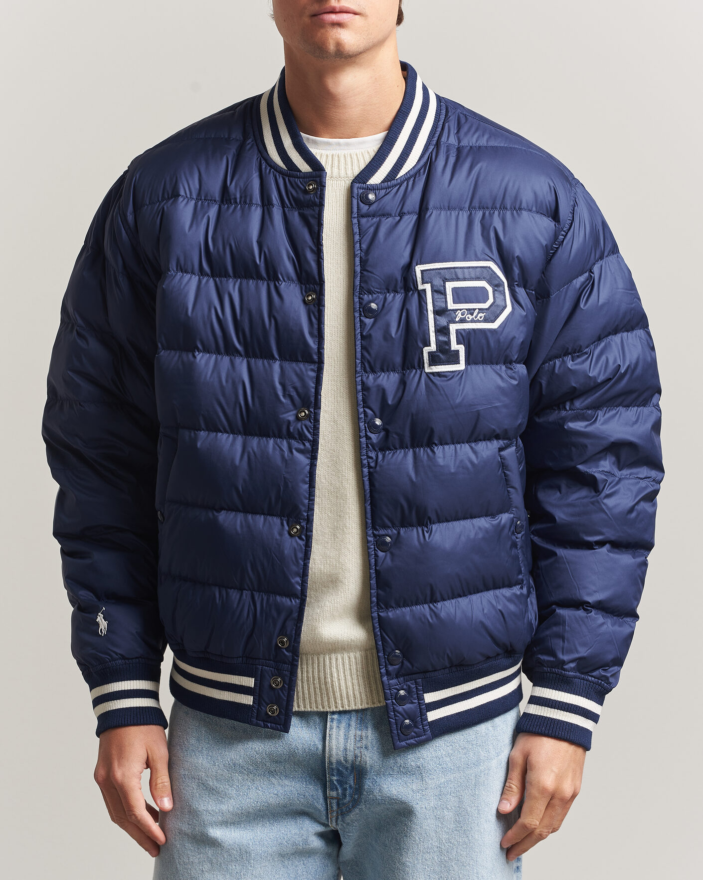 Drake's Melton Bomber Jacket Navy at CareOfCarl.com