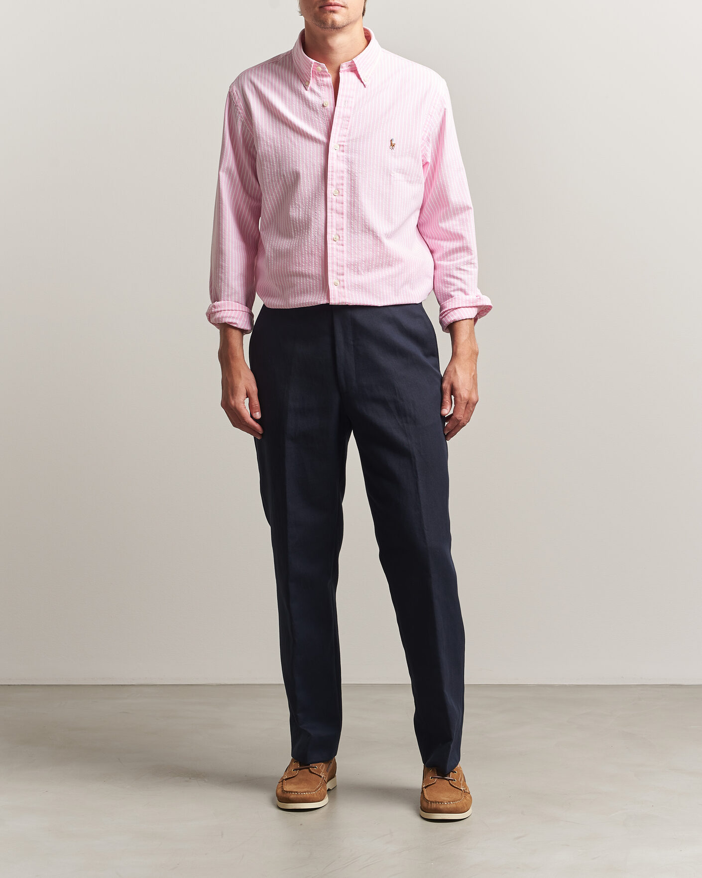 Men | Shirts | Polo Ralph Lauren | Custom Fit Seersucker/Oxford Stripe Shirt New Rose