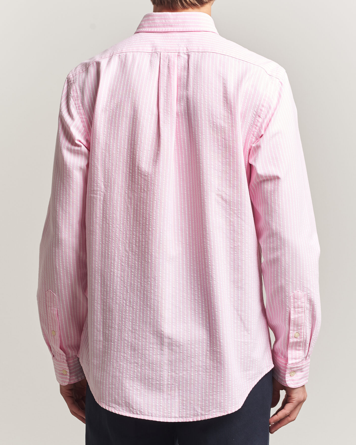 Men | Shirts | Polo Ralph Lauren | Custom Fit Seersucker/Oxford Stripe Shirt New Rose