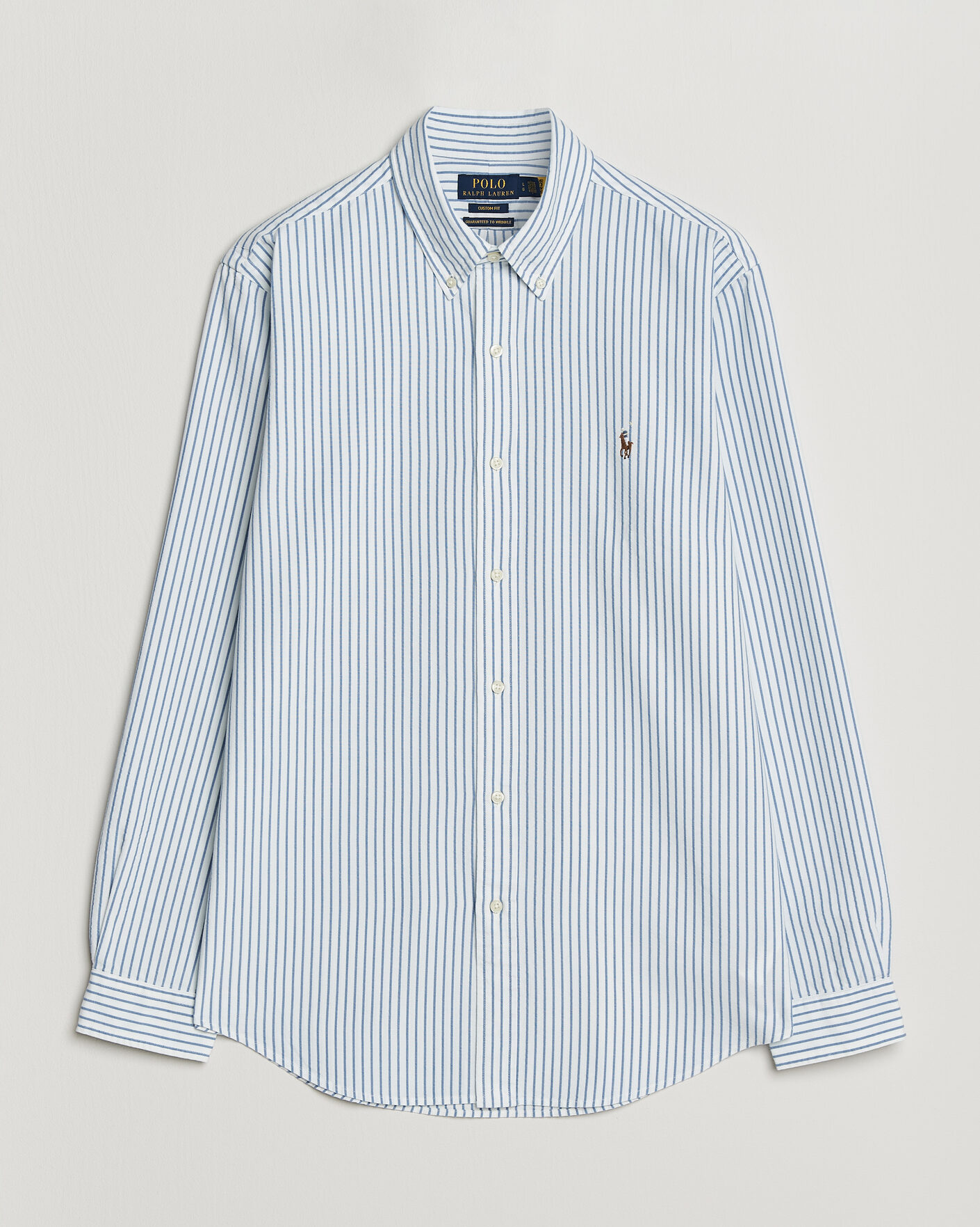 Men | Shirts | Polo Ralph Lauren | Custom Fit Seersucker/Oxford Stripe Shirt White/Blue
