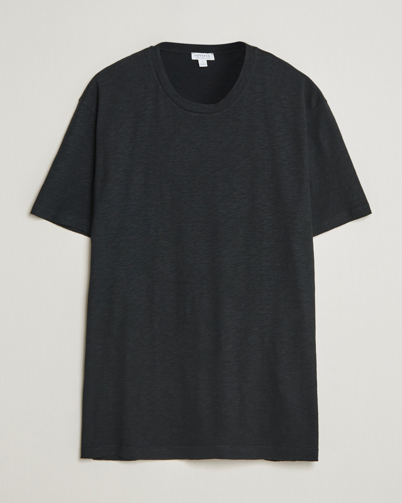 Men | T-Shirts | Sunspel | Pima Cotton/Linen T-Shirt Black