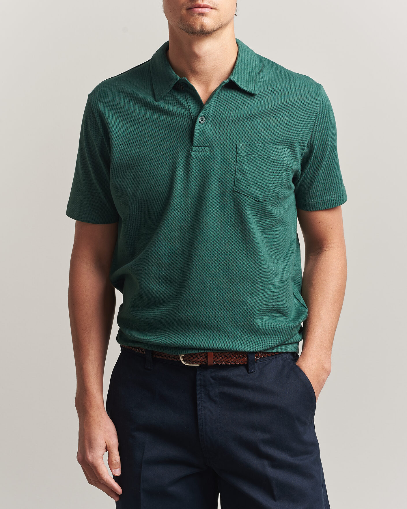 Men | Polo Shirts | Sunspel | Riviera Polo Shirt Forest Green