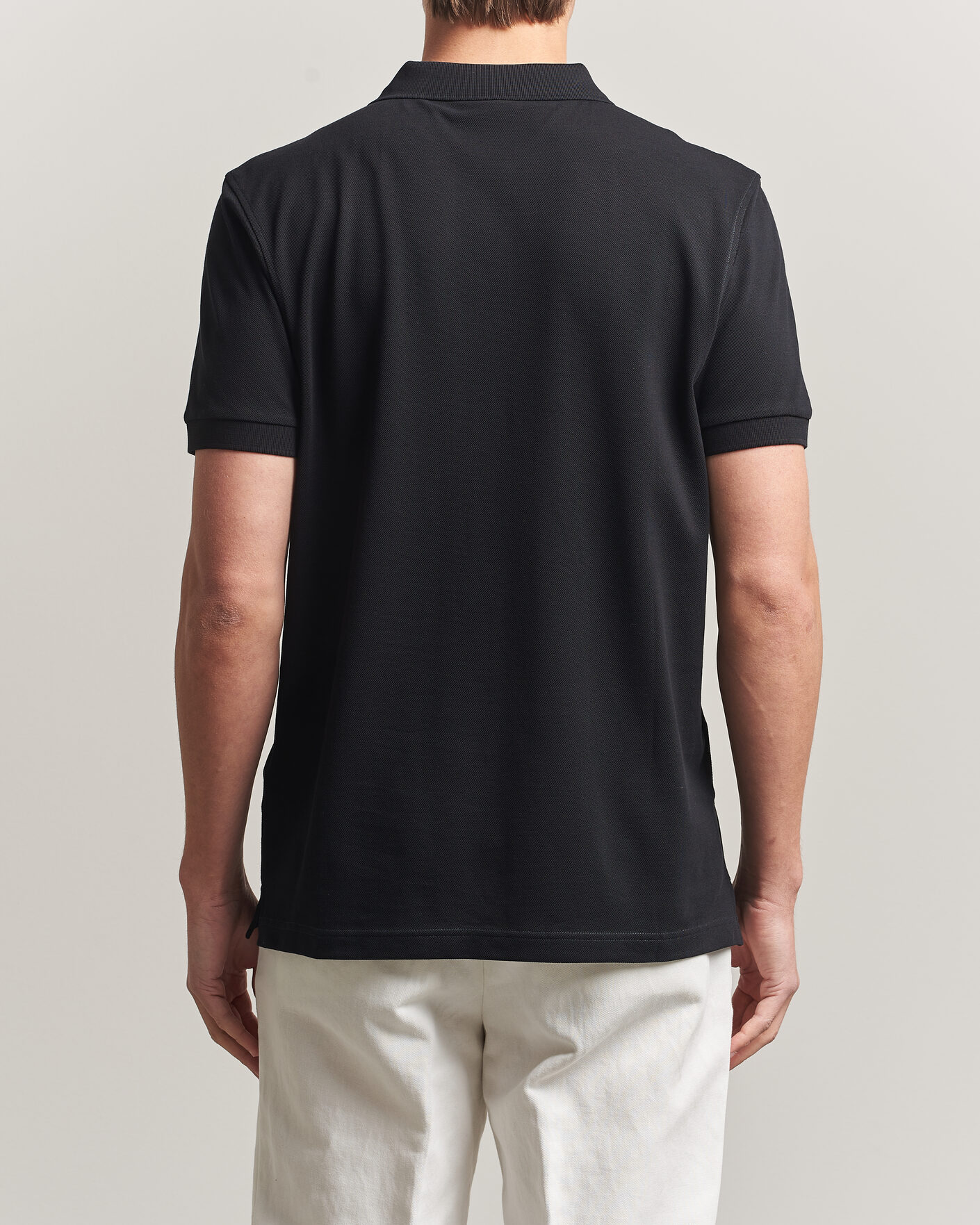 Men | Polo Shirts | Sunspel | Short Sleeve Pique Polo Black