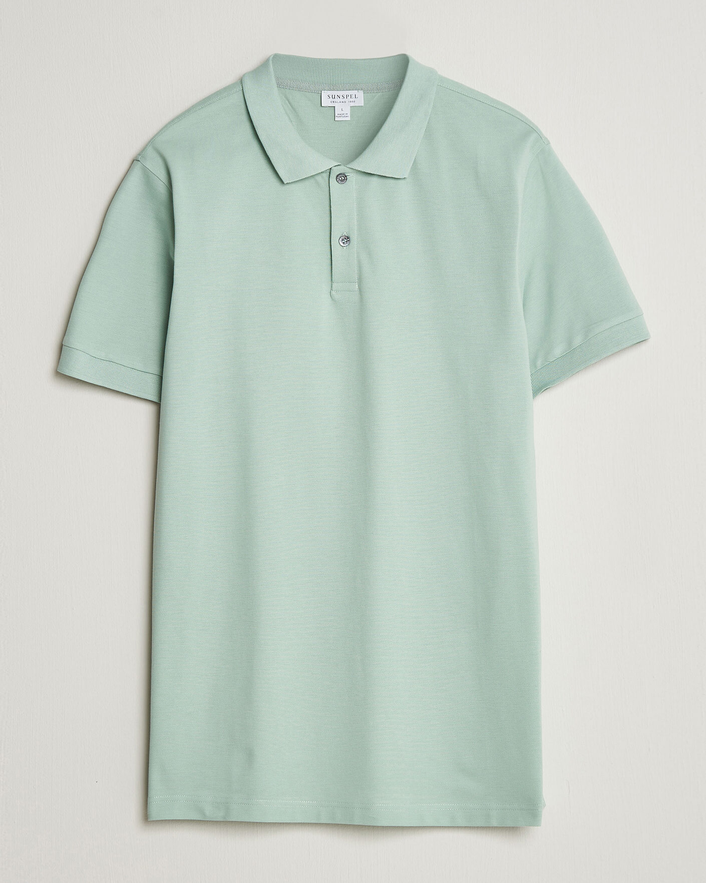 Men | Polo Shirts | Sunspel | Short Sleeve Pique Polo Laurel Green