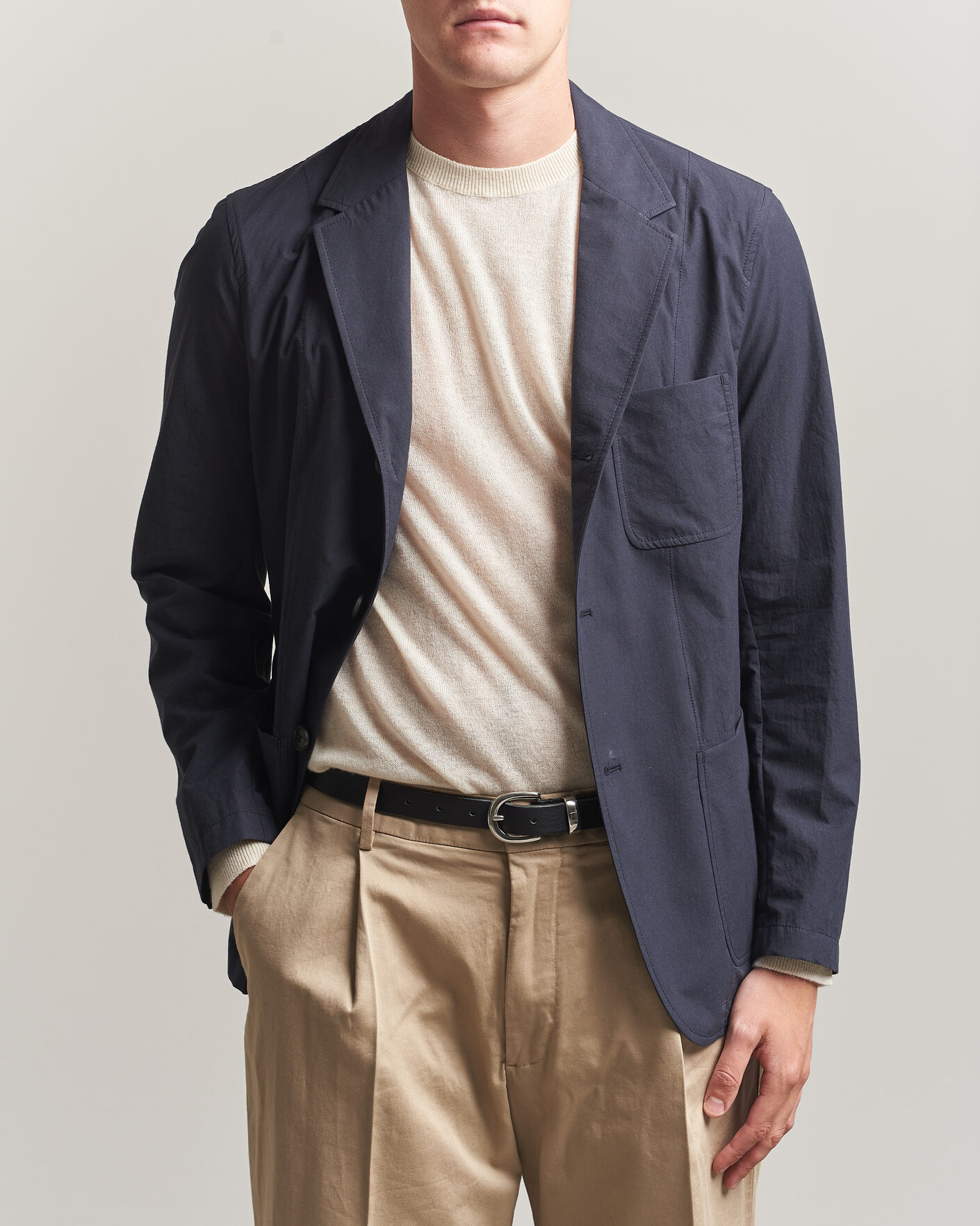 Men | Blazers | Sunspel | Lightweight Poplin Jacket Blazer Navy