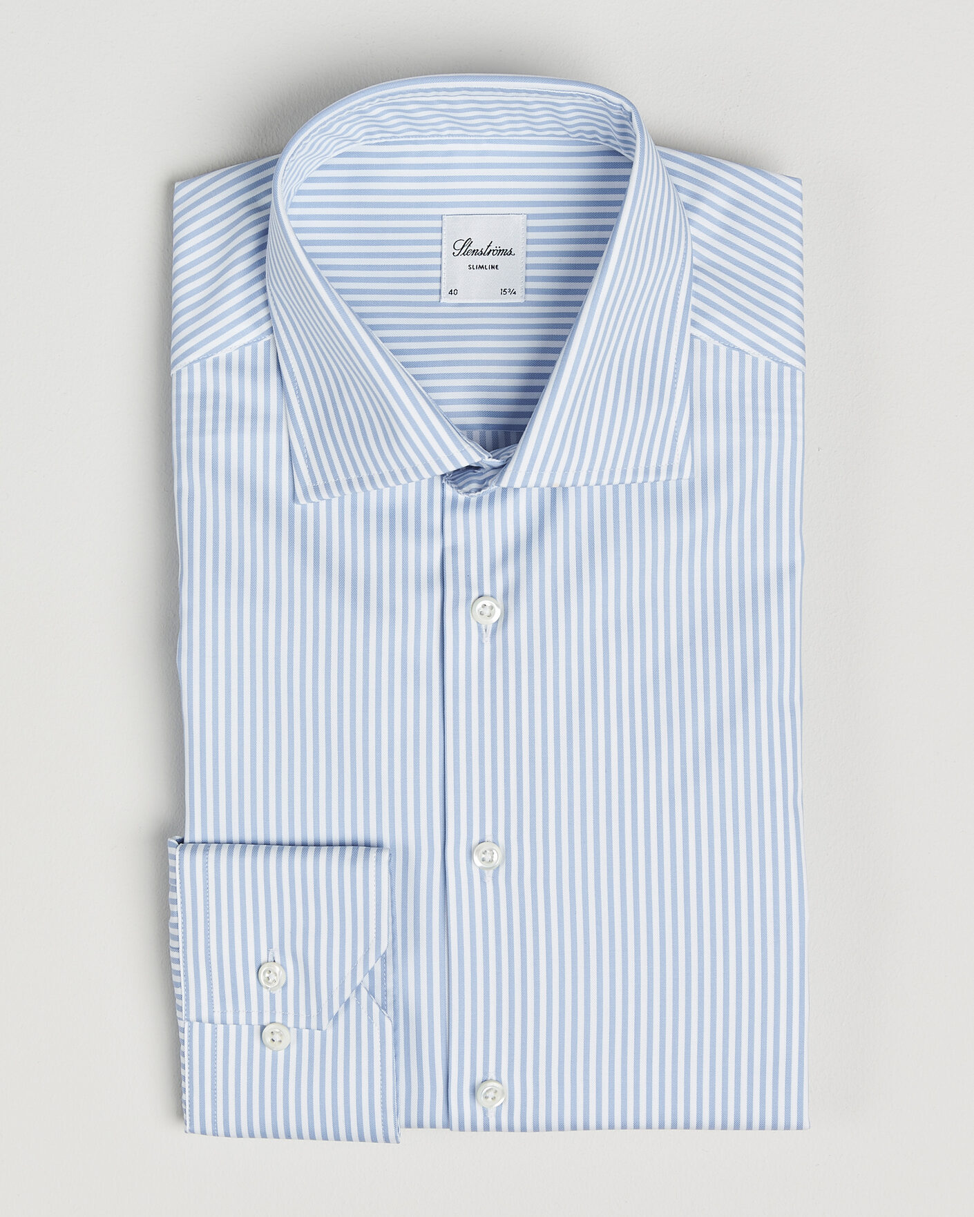 Men | Shirts | Stenströms | Slimline Stripe Cut Away Shirt Light Blue