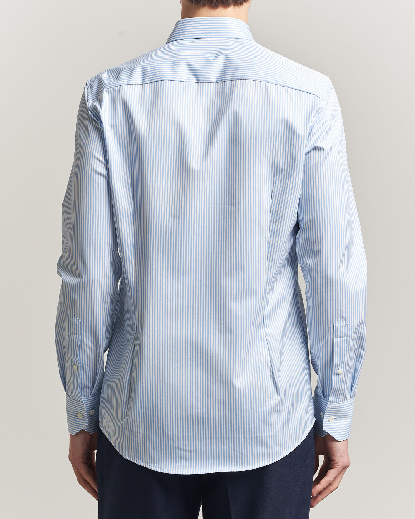 Men | Shirts | Stenströms | Slimline Stripe Cut Away Shirt Light Blue