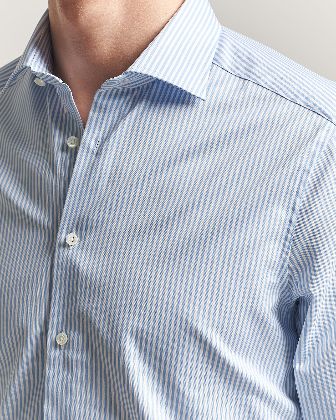 Men | Shirts | Stenströms | Slimline Stripe Cut Away Shirt Light Blue