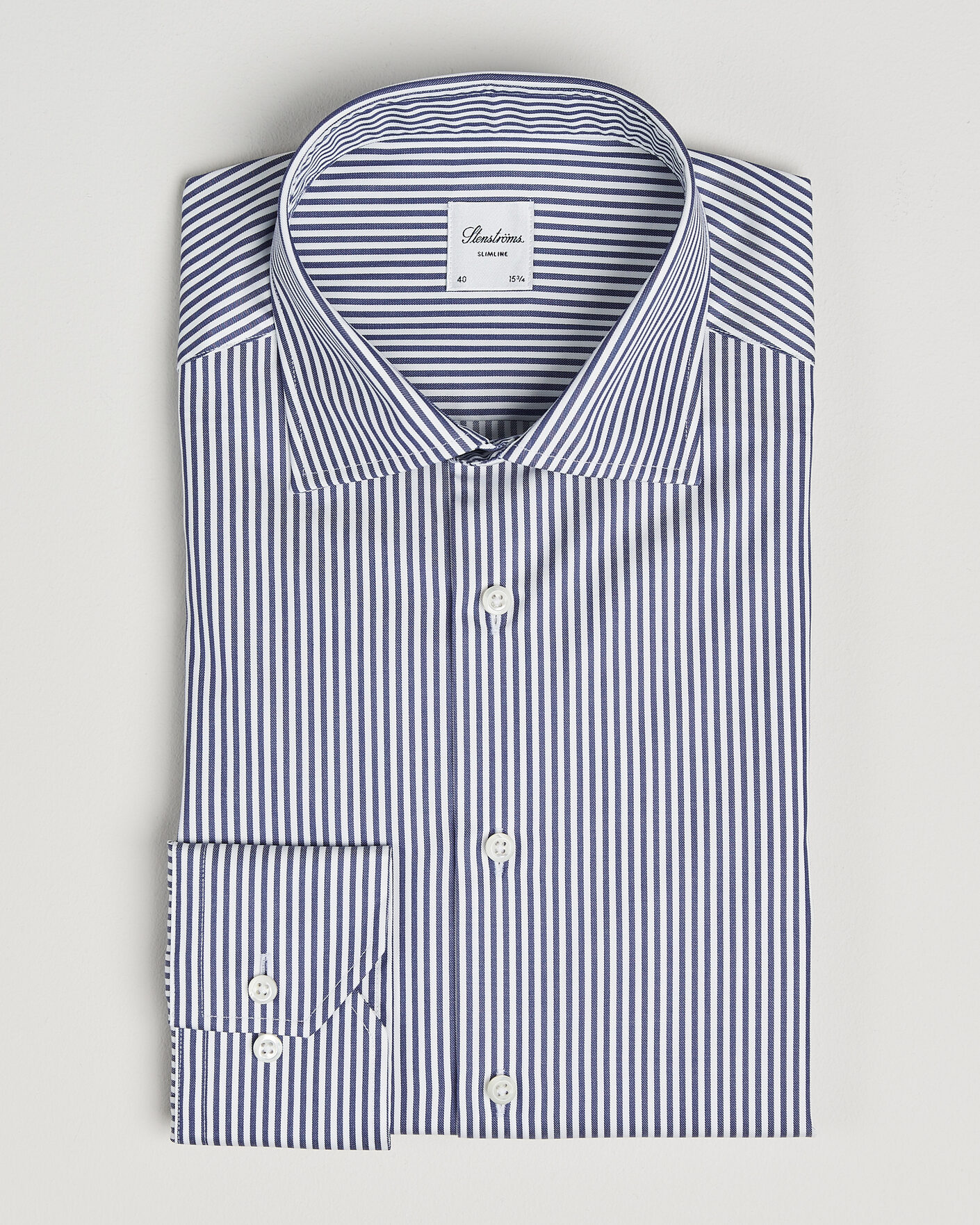 Men | Shirts | Stenströms | Slimline Stripe Cut Away Shirt Navy