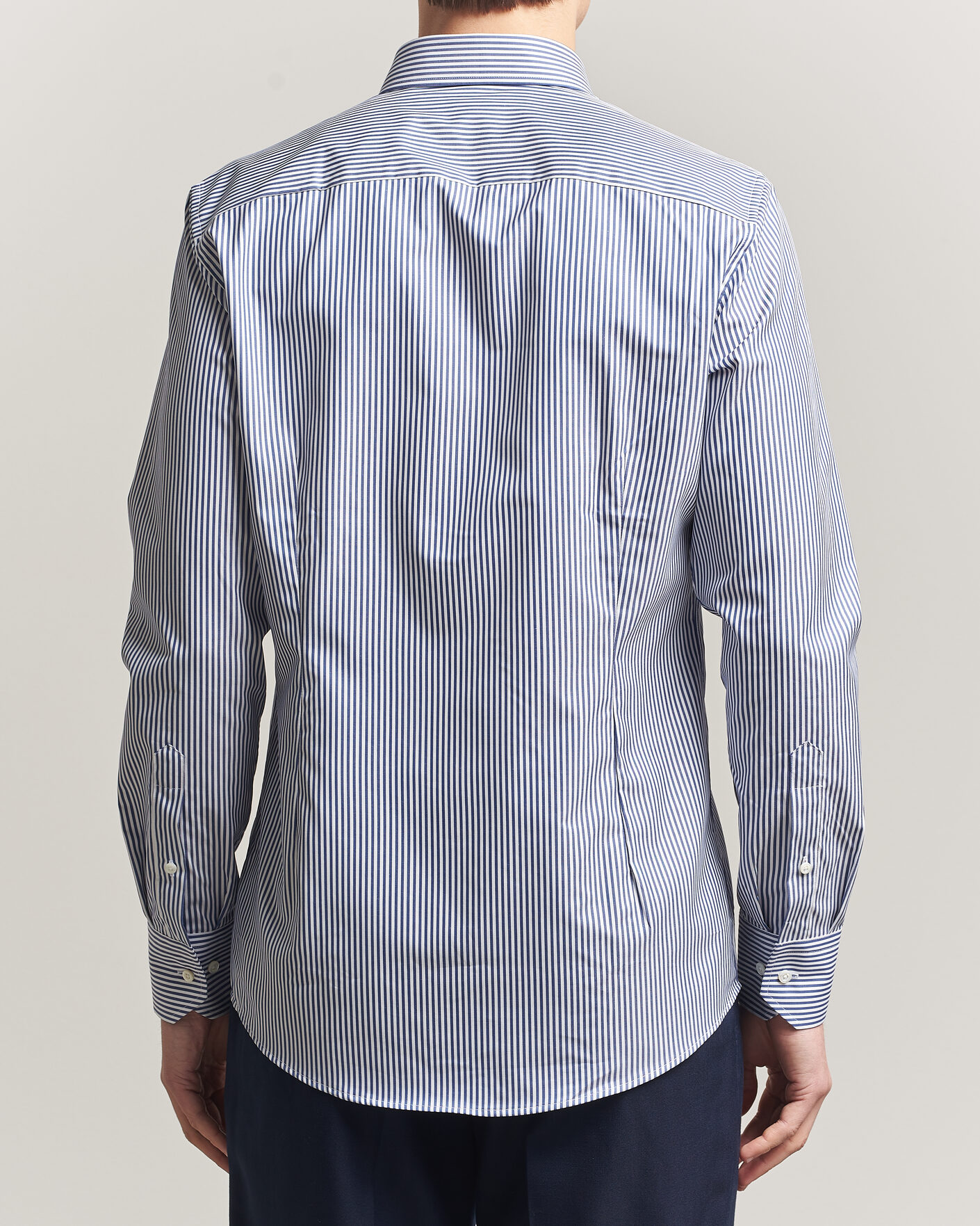 Men | Shirts | Stenströms | Slimline Stripe Cut Away Shirt Navy