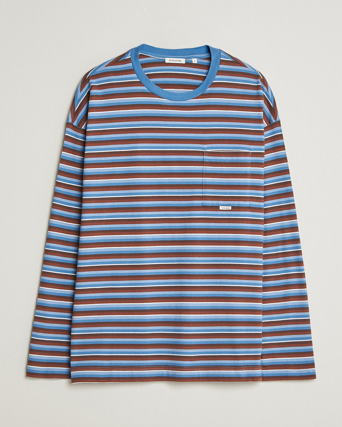 Men | T-Shirts | Sunflower | Long Sleeve Pocket Tee Blue Stripe