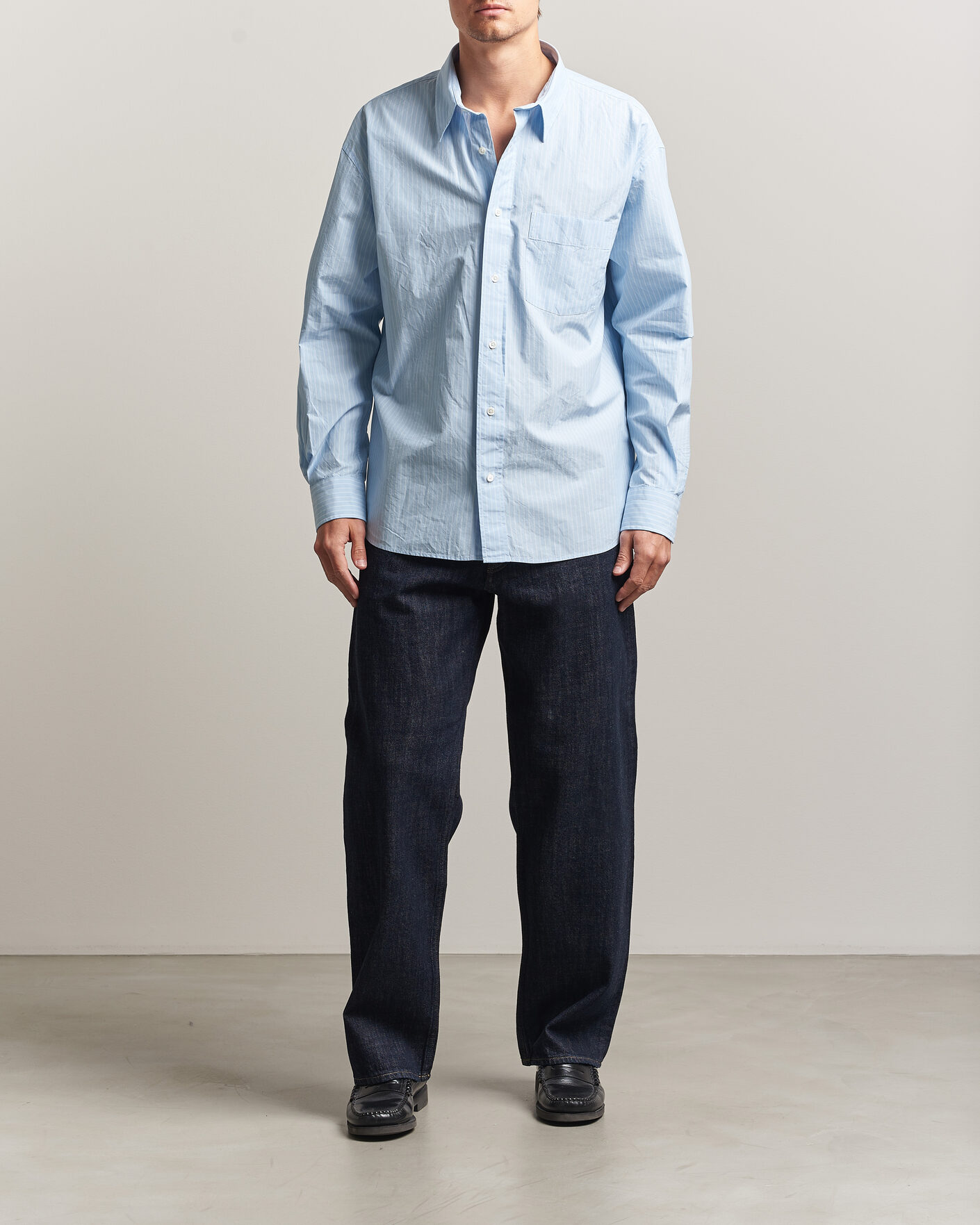 Men | Shirts | Sunflower | New Base Shirt Light Blue Stripe