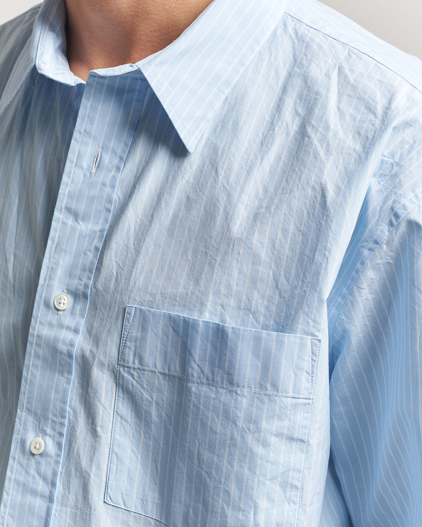 Men | Shirts | Sunflower | New Base Shirt Light Blue Stripe