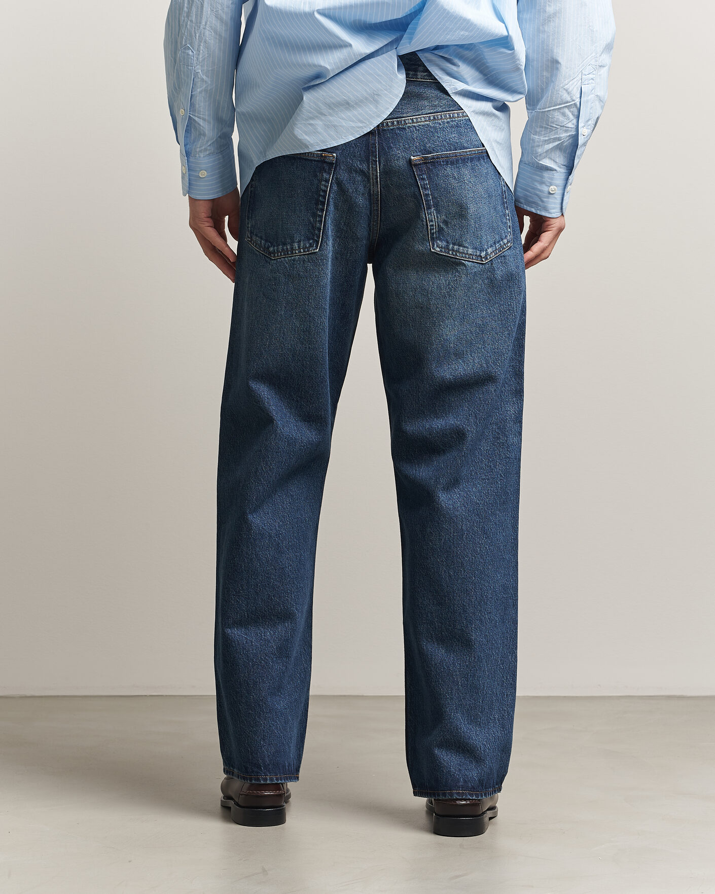 Sunflower Loose Jeans Dark Blue Worn at CareOfCarl.com