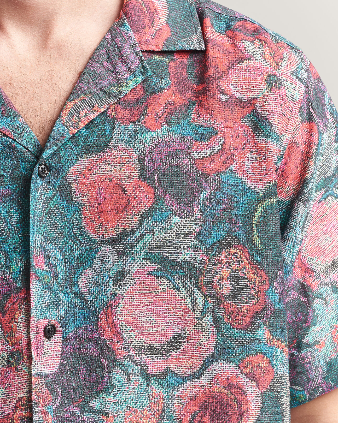 Men | Shirts | LES DEUX | Bouquet AOP Short Sleeve Shirt Multi