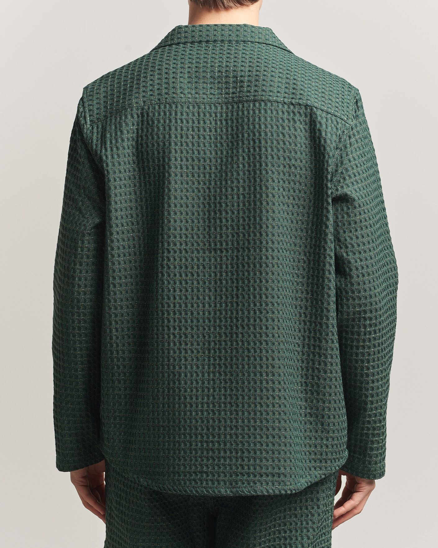 Men | Shirts | LES DEUX | Check Seersucker Overshirt Pine Green