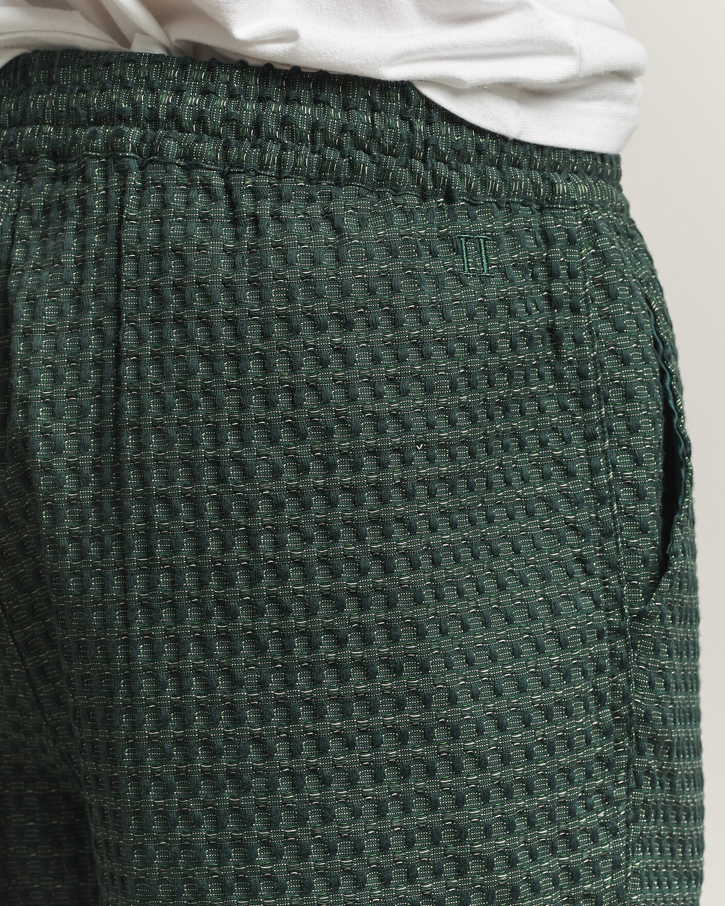 Men | Trousers | LES DEUX | Check Seersucker Casual Pants Pine Green