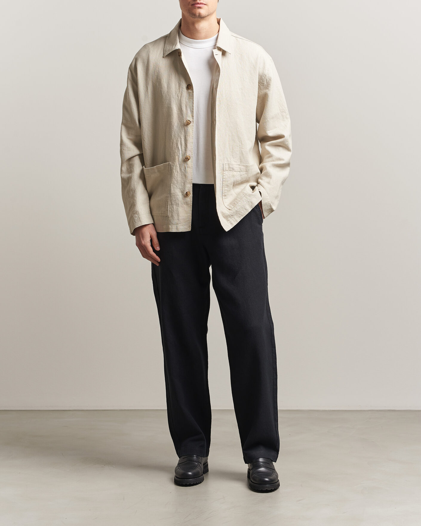 Men | Trousers | LES DEUX | Linen Comfort Suit Pants Black