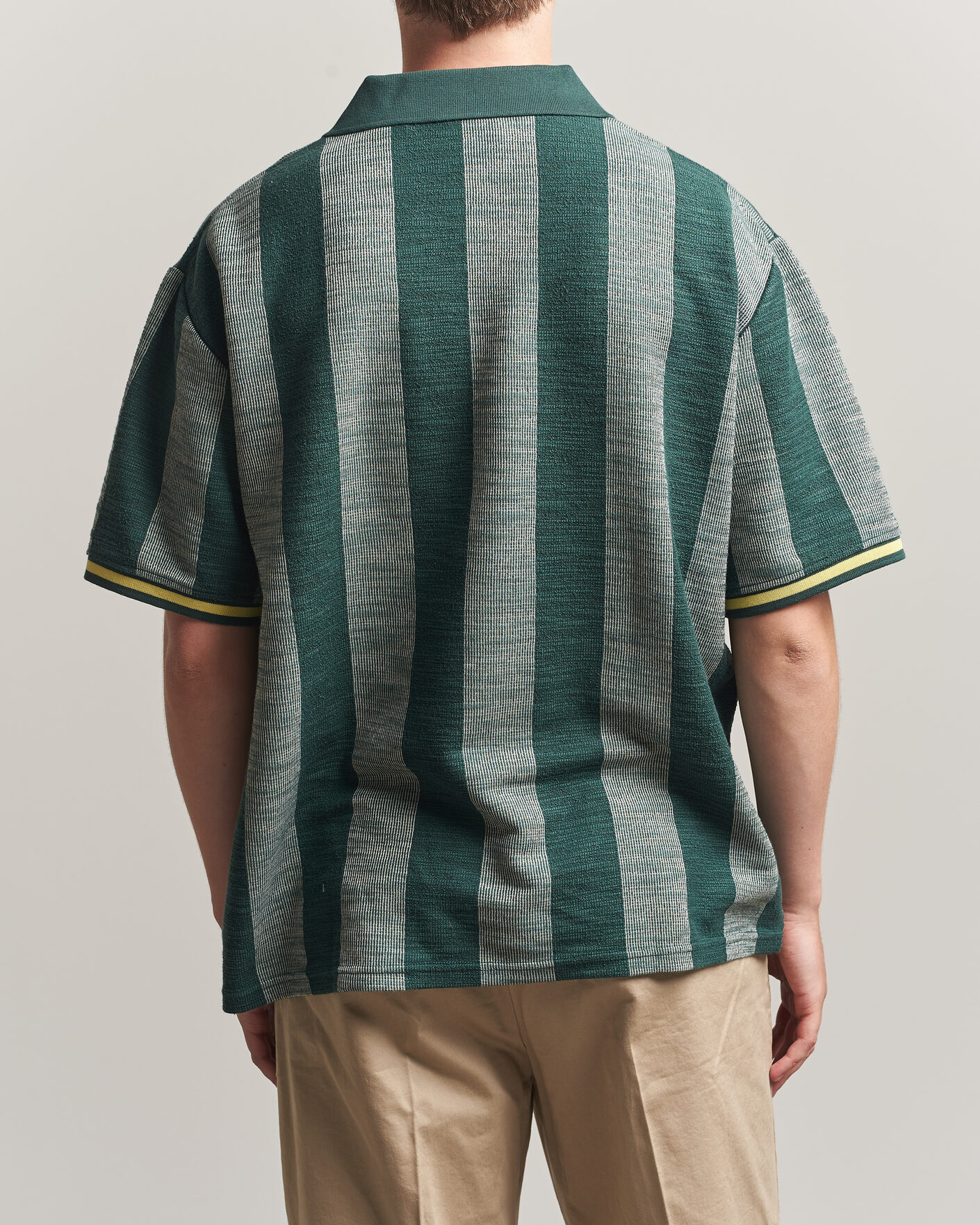 Men | Polo Shirts | LES DEUX | Stripe Jacquard Football Jersey Pine Green