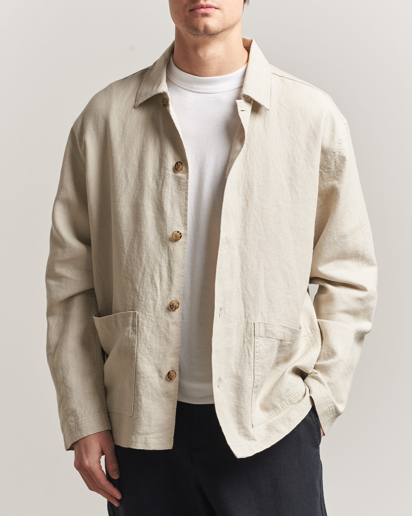 Men | Shirts | LES DEUX | Linen Overshirt Light Sand