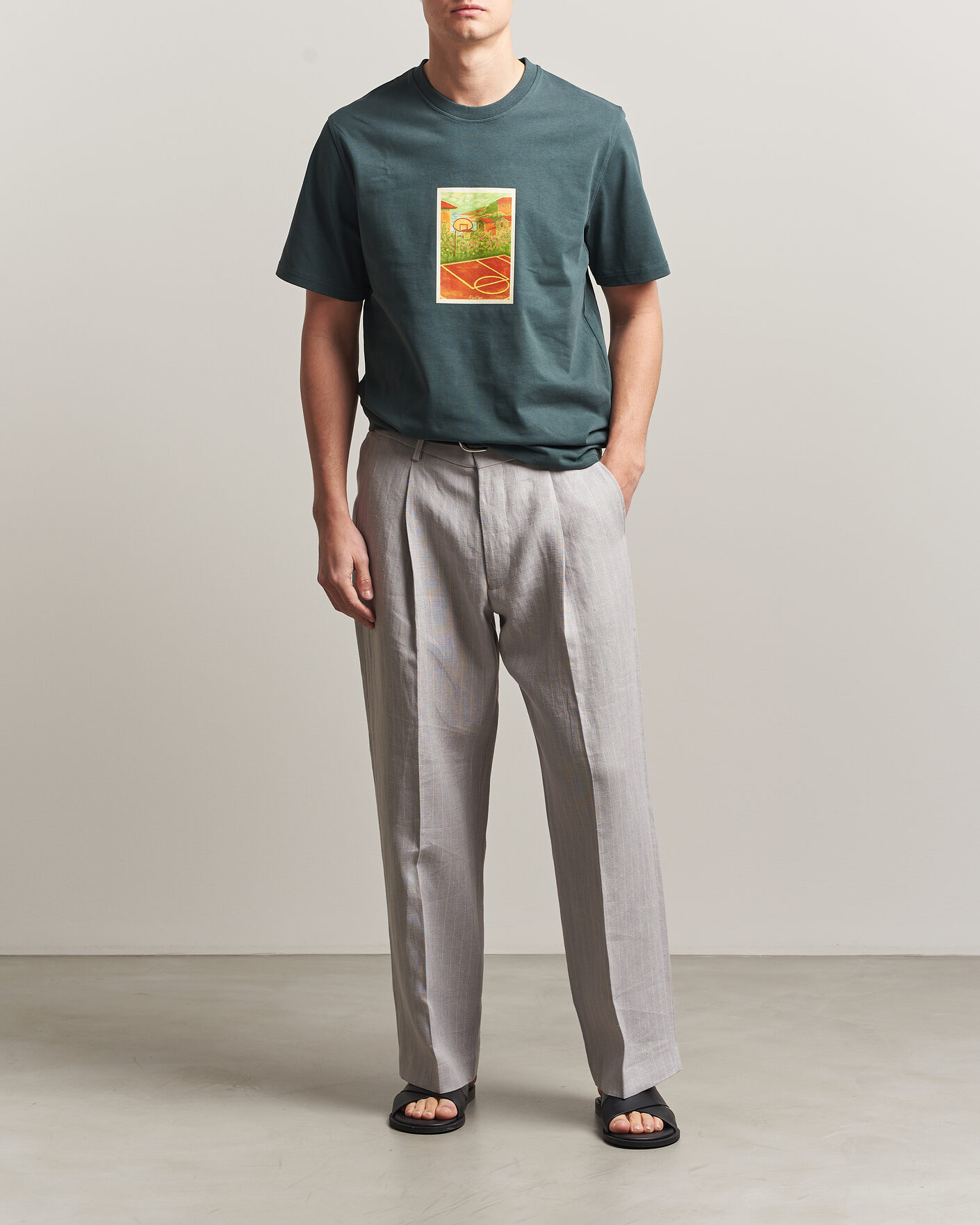 Men | T-Shirts | LES DEUX | Court Printed T-Shirt Pine Green