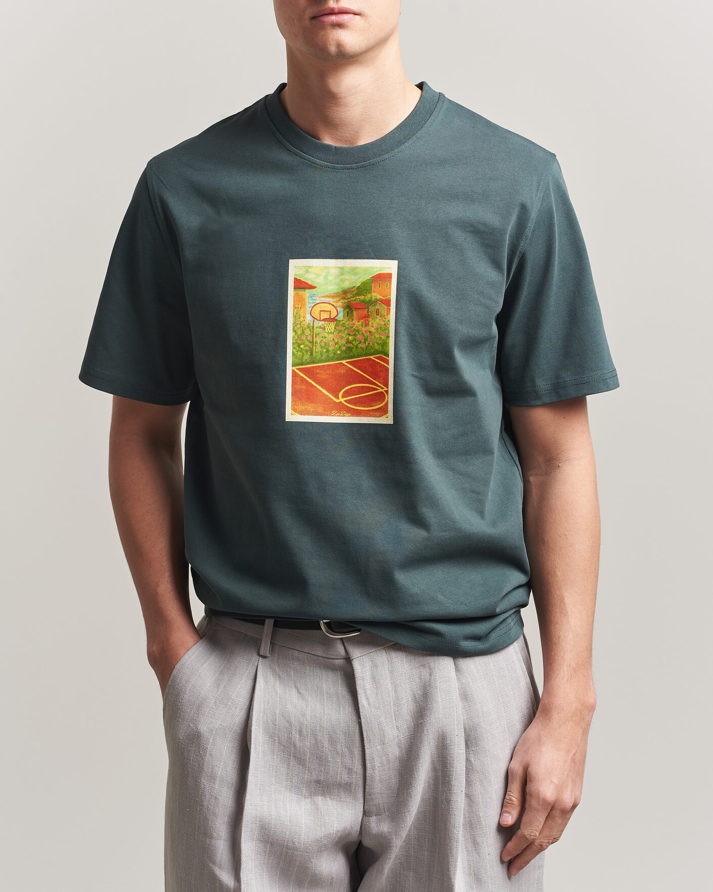 Men | T-Shirts | LES DEUX | Court Printed T-Shirt Pine Green