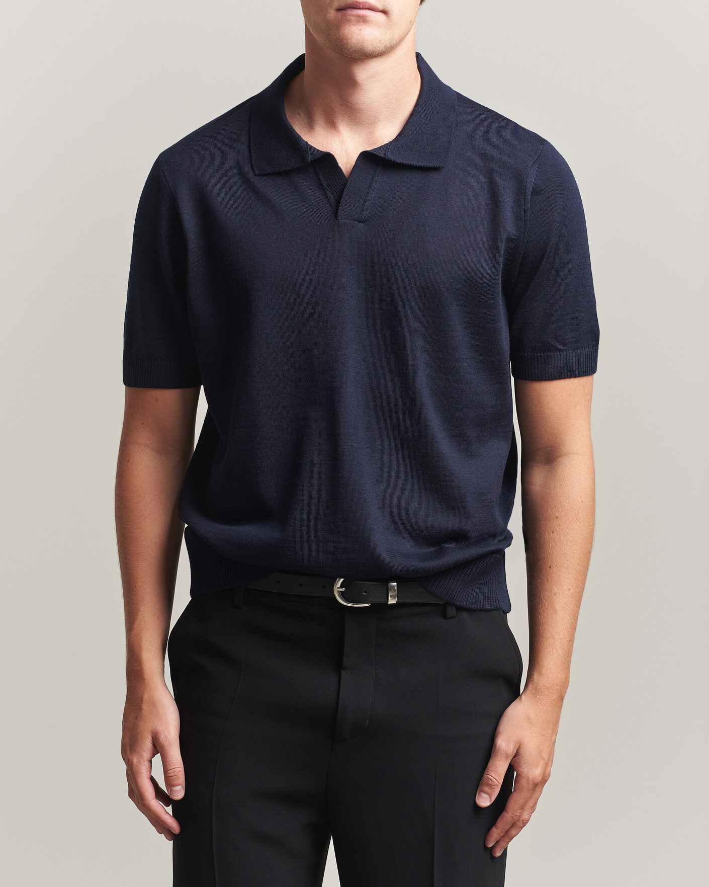 Men | Polo Shirts | BOSS BLACK | Lantoni Knitted Polo Dark Blue