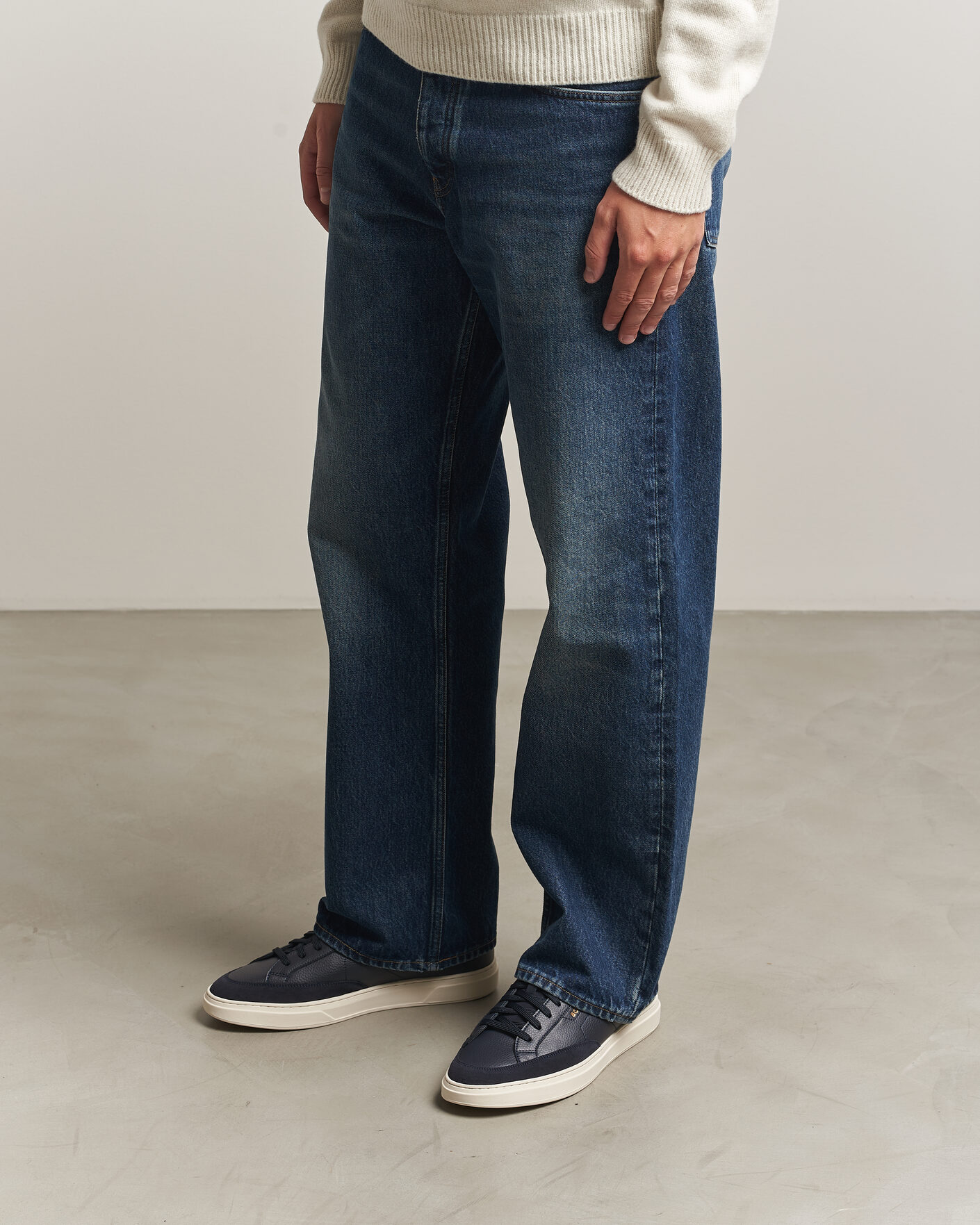 BOSS BLACK Kieran Leather/Suede Sneaker Dark Blue at CareOfCarl.com