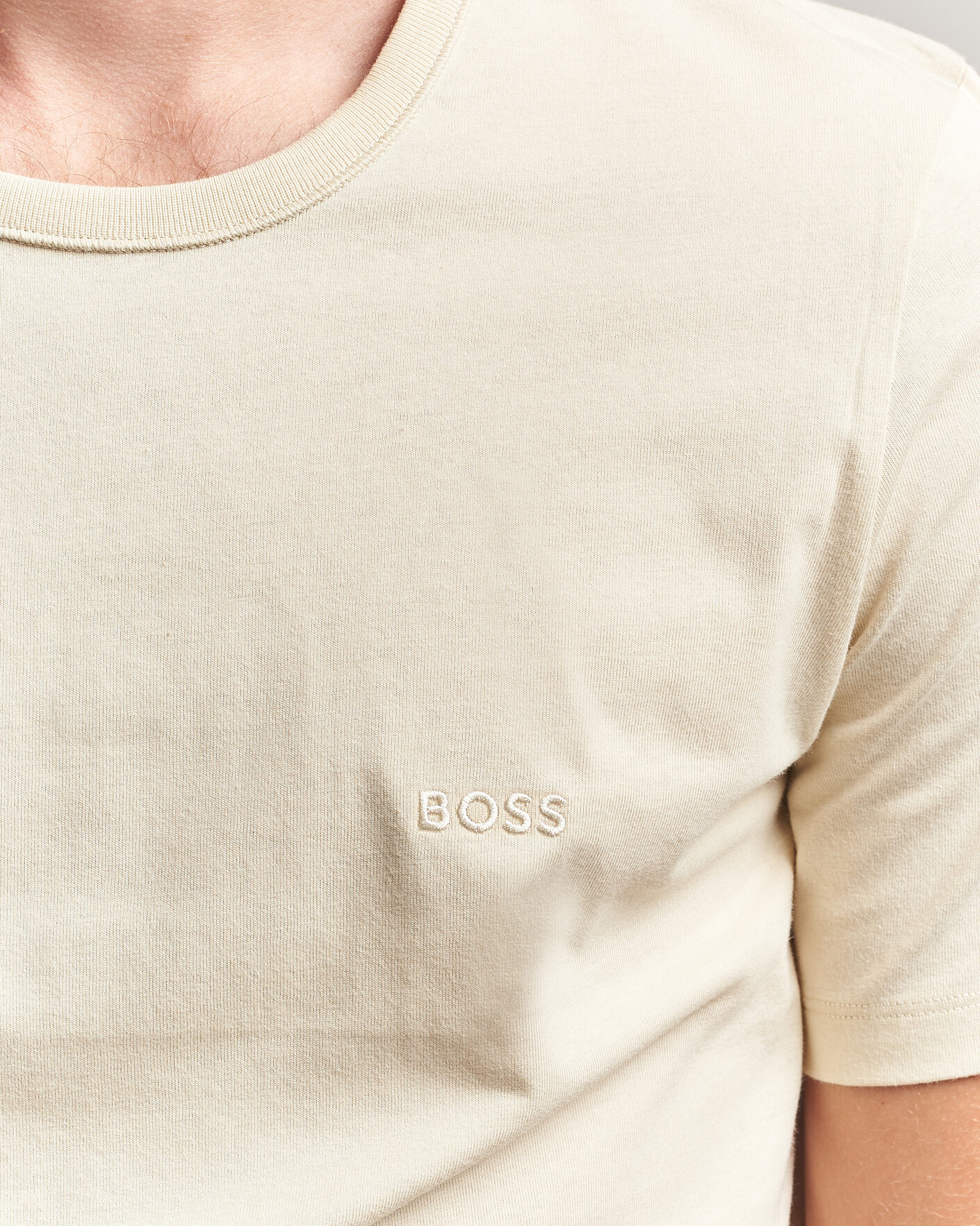Men | T-Shirts | BOSS BLACK | 3-Pack Crew Neck T-Shirt White/Beige/Grey