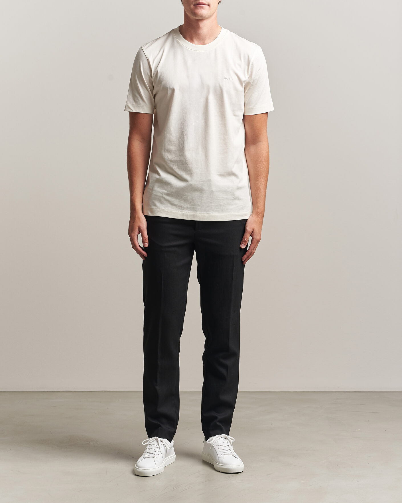 Men | T-Shirts | BOSS BLACK | Thompson Crew Neck T-Shirt Open White