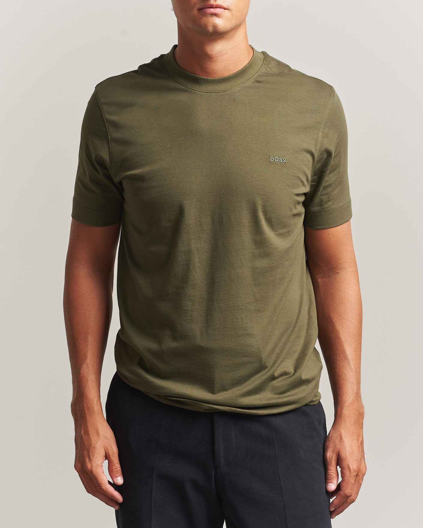 Men | T-Shirts | BOSS BLACK | Thompson Crew Neck T-Shirt Open Green