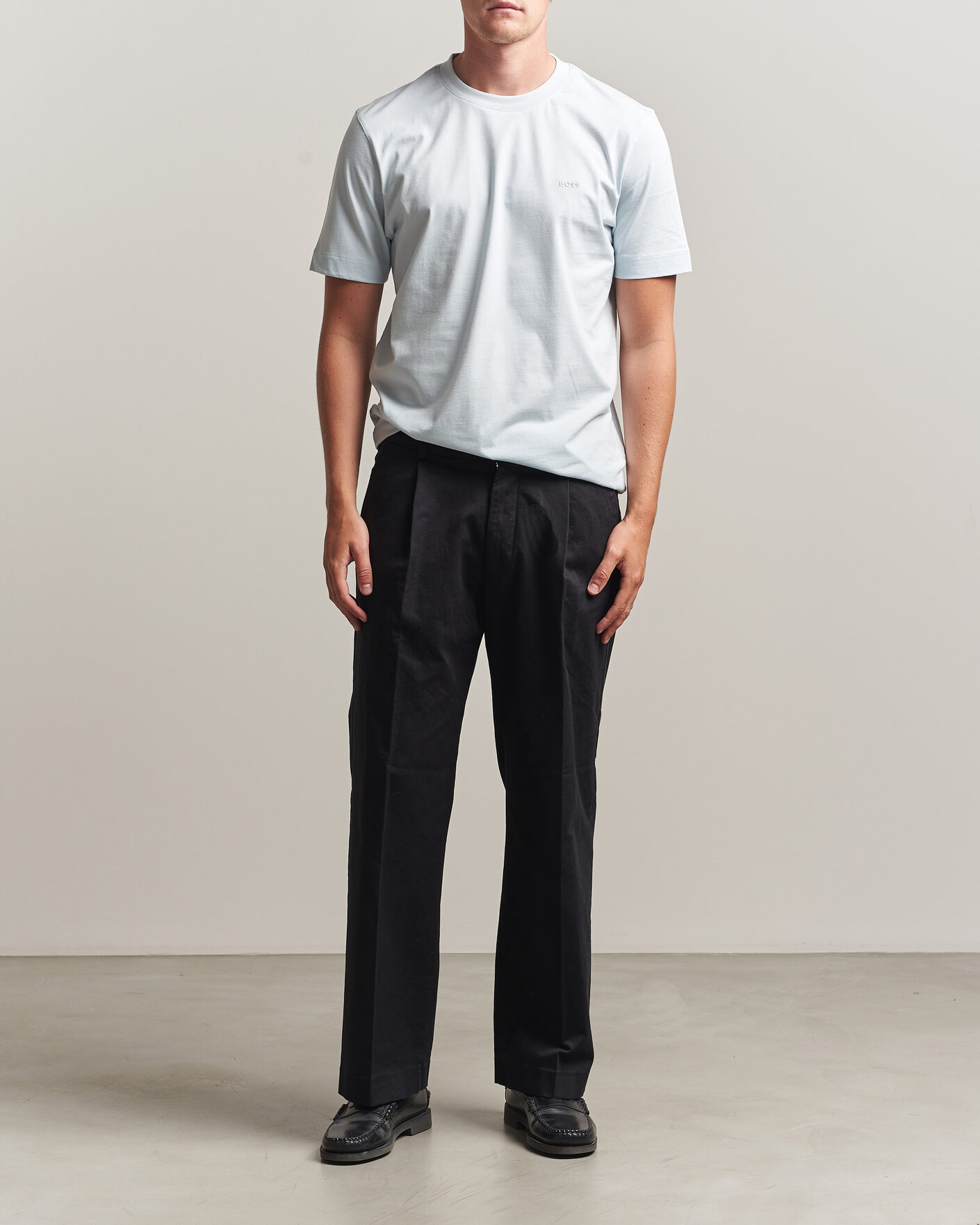Men | T-Shirts | BOSS BLACK | Thompson Crew Neck T-Shirt Open Blue