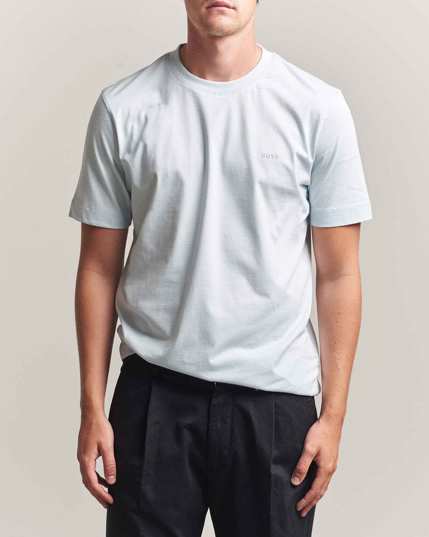 Men | T-Shirts | BOSS BLACK | Thompson Crew Neck T-Shirt Open Blue