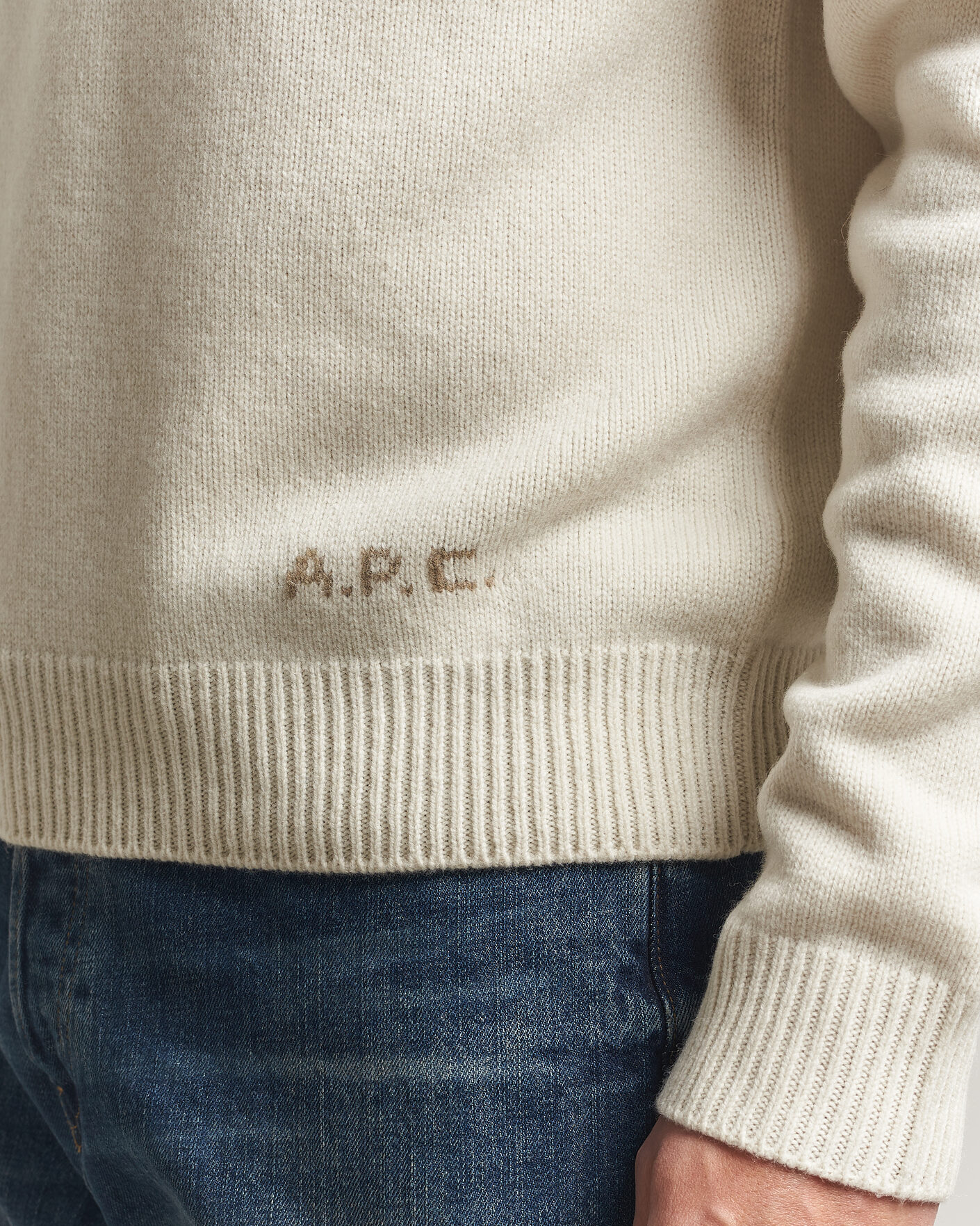 Men | Sweaters & Knitwear | A.P.C. | Edmond Wool Knitted Sweater Ecru