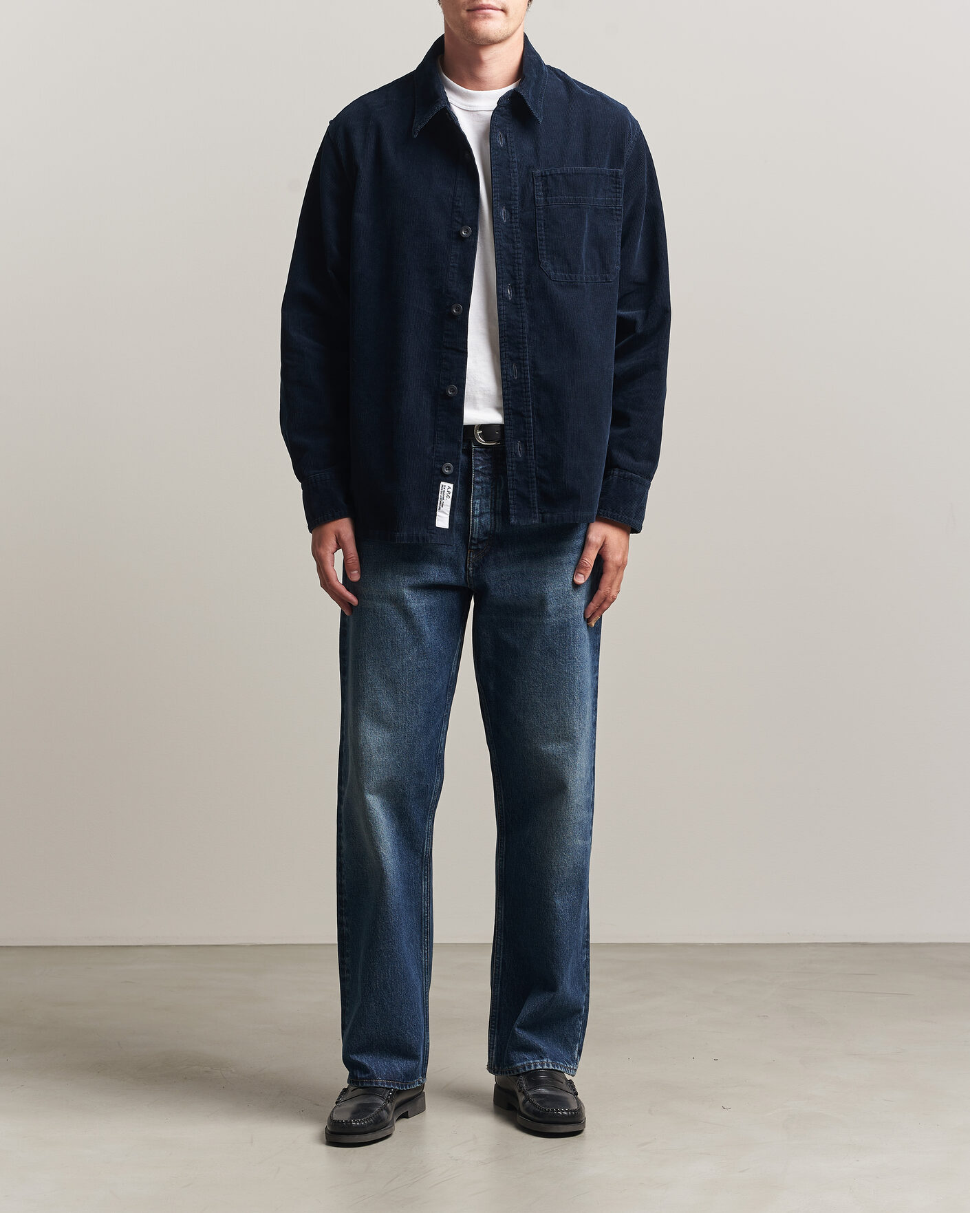 A.P.C. Basile Corduroy Overshirt Dark Navy at CareOfCarl.com