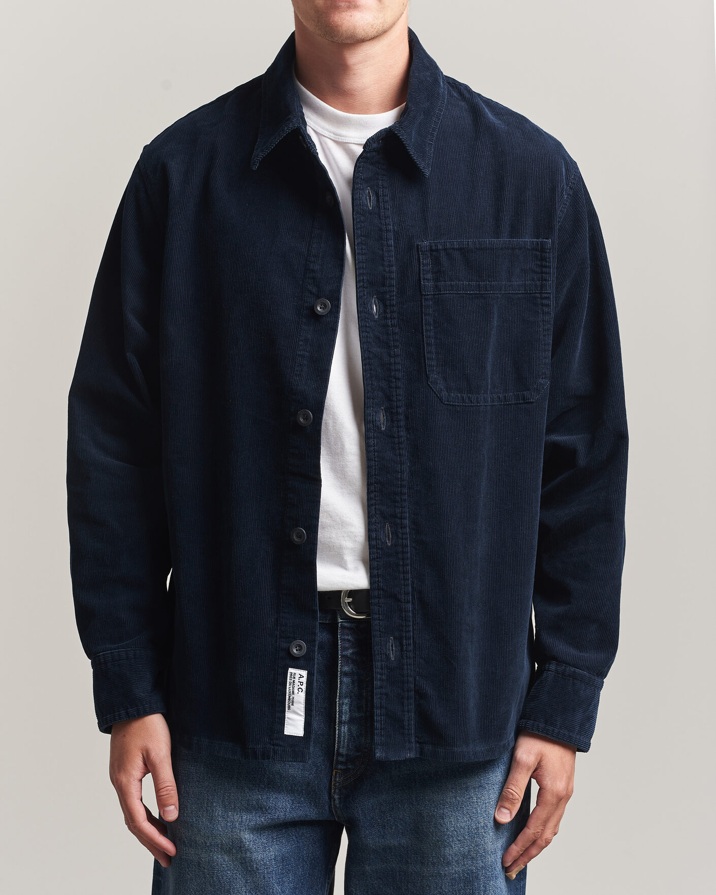 A.P.C. Basile Corduroy Overshirt Dark Navy at CareOfCarl.com