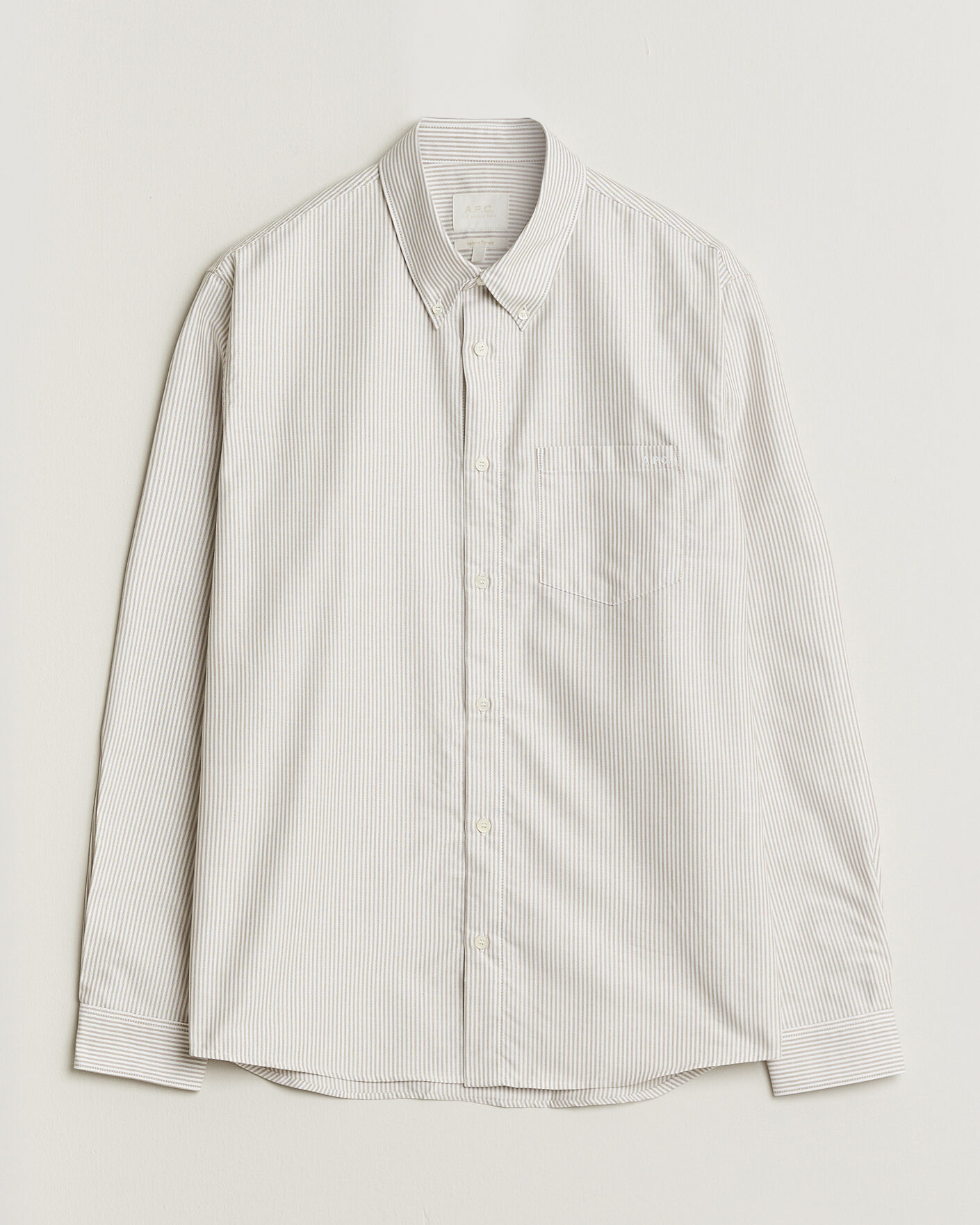 Men | Shirts | A.P.C. | Greg Striped Oxford Shirt Beige/White
