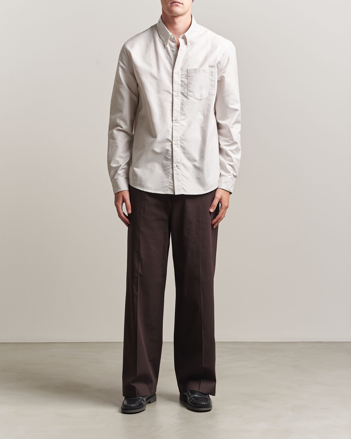 Men | Shirts | A.P.C. | Greg Striped Oxford Shirt Beige/White