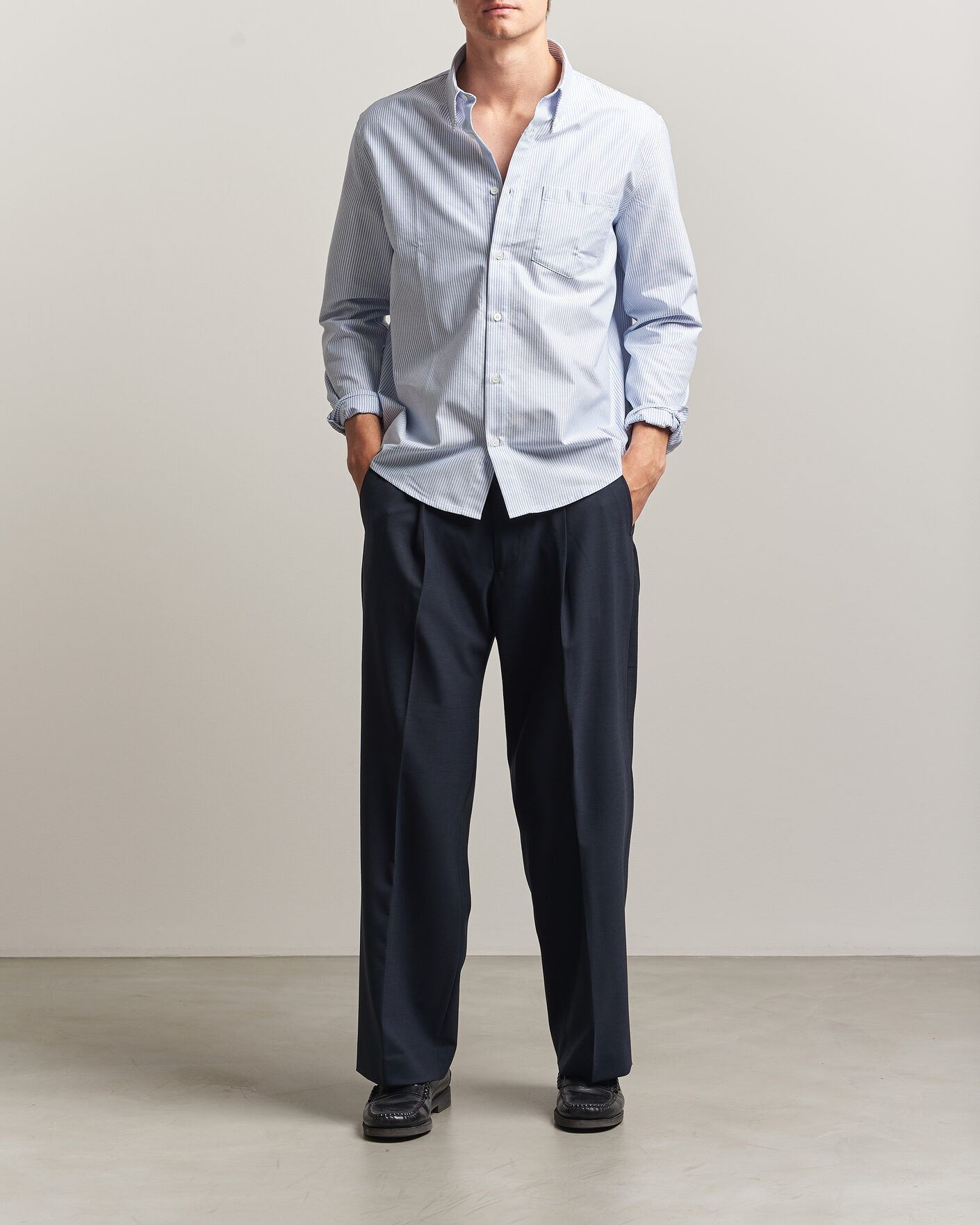 Men | Shirts | A.P.C. | Greg Striped Oxford Shirt Blue/White