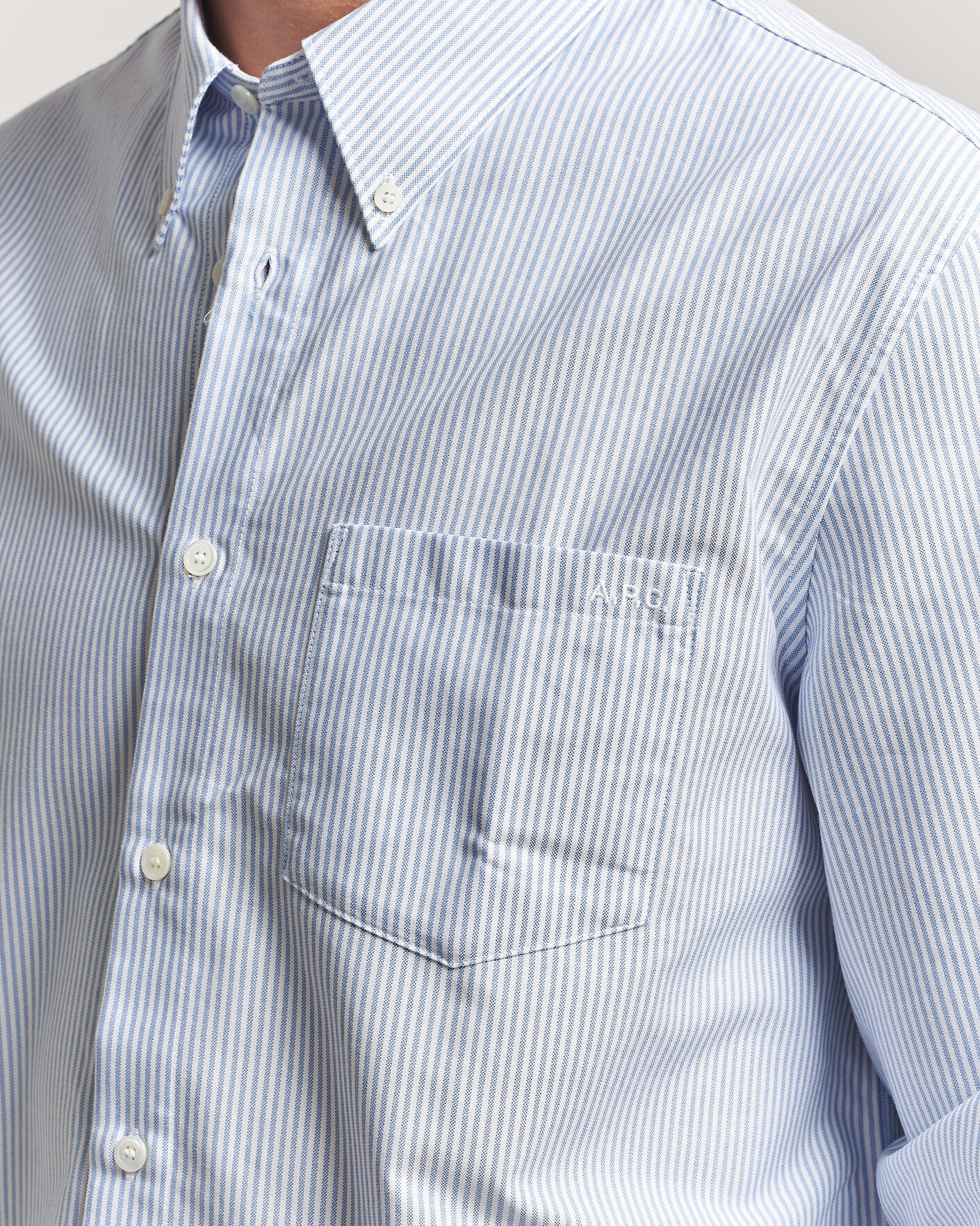 Men | Shirts | A.P.C. | Greg Striped Oxford Shirt Blue/White