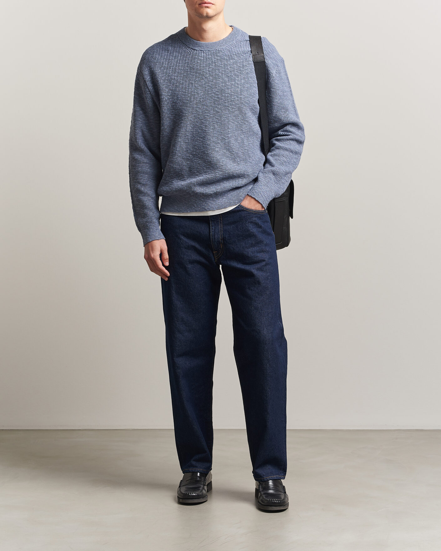 NN07 Russell Cotton Knitted Sweater Stone Blue at CareOfCarl.com